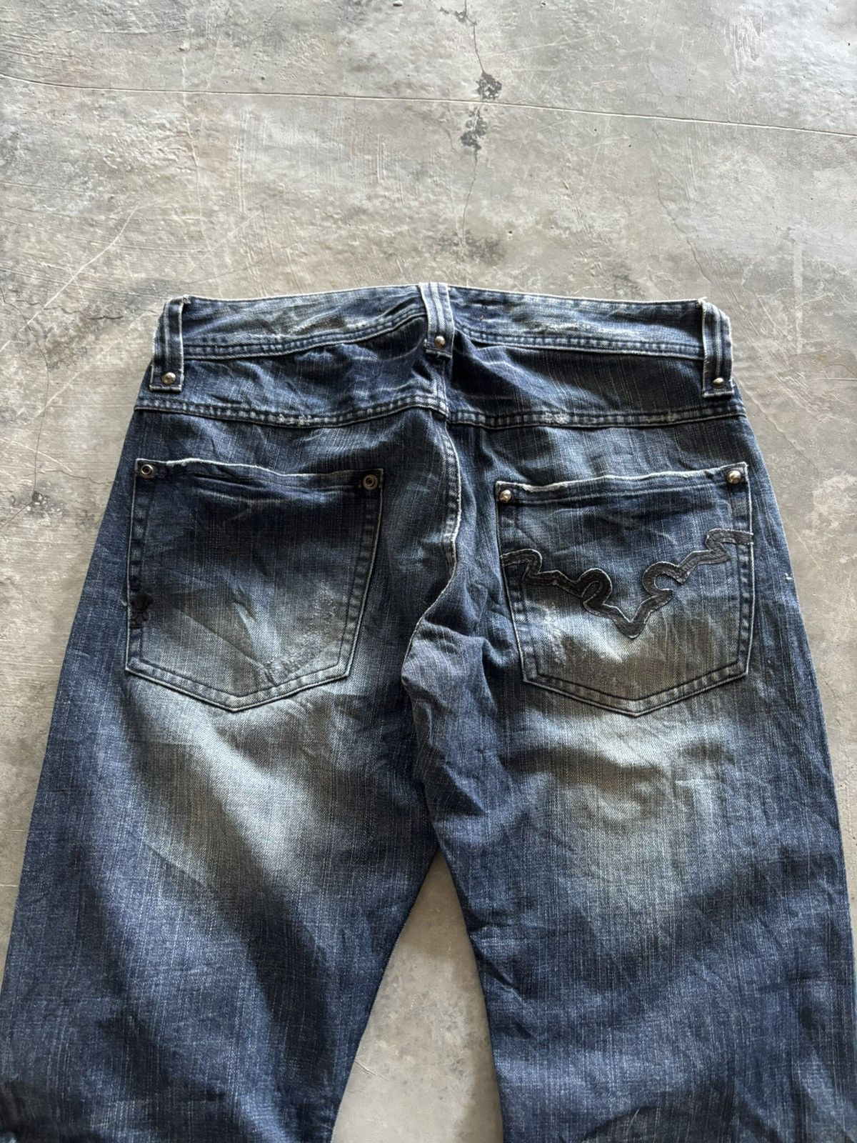 Cook Jeans × Hysteric Glamour × Japanese Brand COOK JEANS CURVE STACK JEANS DISTRESSED JAPANESE PUNK ROCKER Size US 32 / EU 48 - 17 Thumbnail