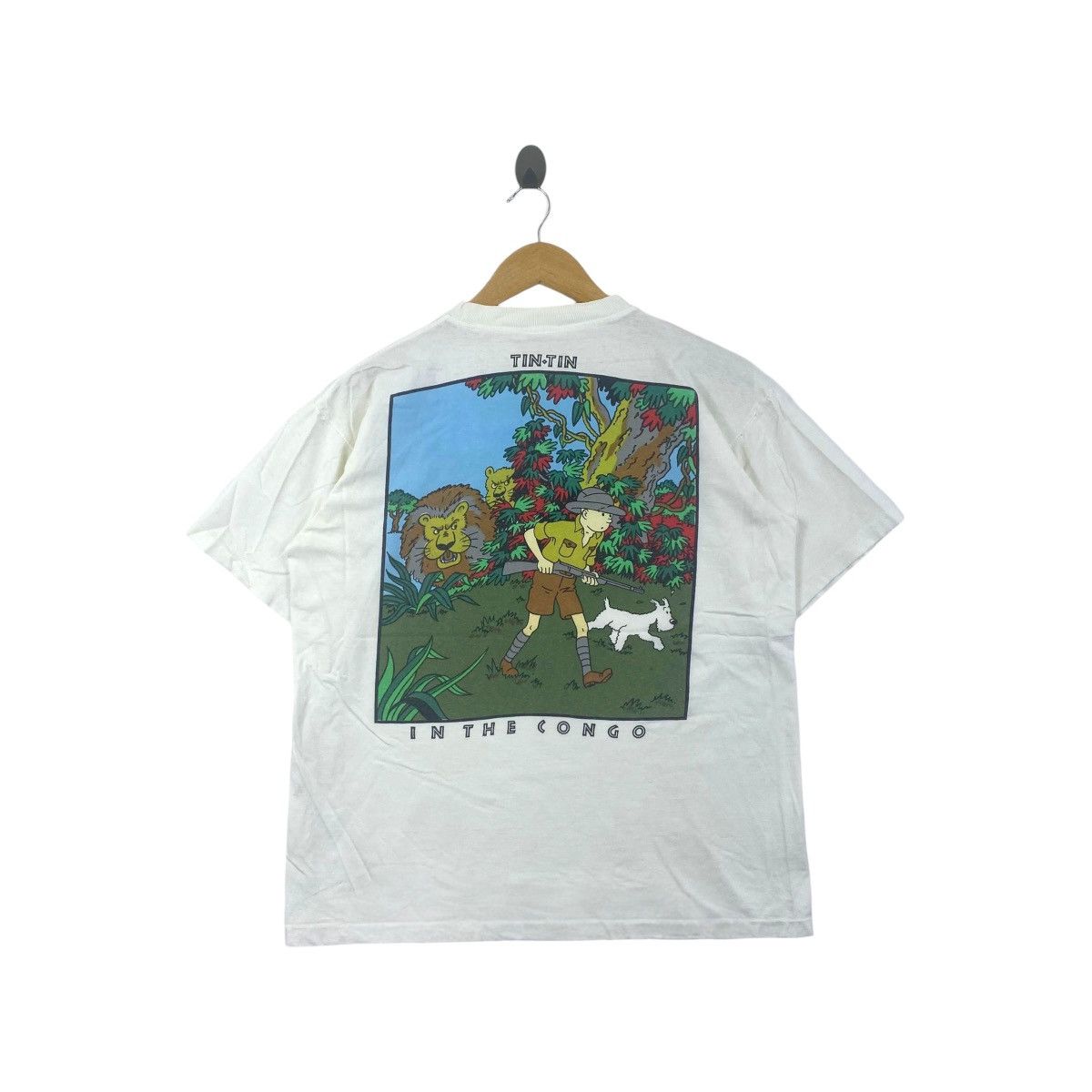 Vintage Vintage THE ADVENTURES OF TINTIN Congo Movie Tee Shirt Size US M / EU 48-50 / 2 - 1 Thumbnail