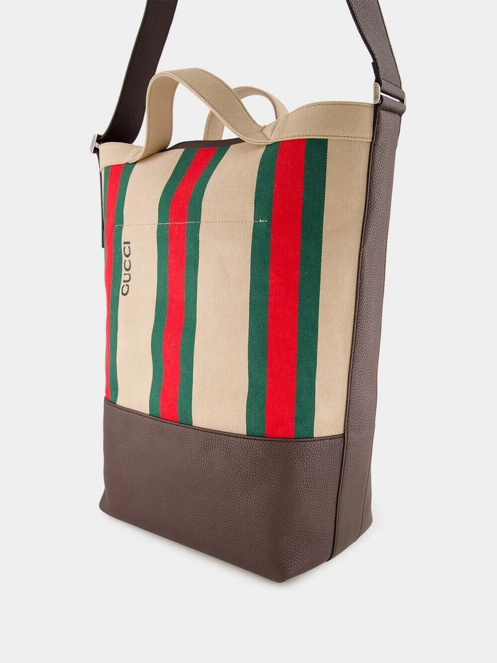 Gucci GUCCI Beige/Brown Web Stripe Tote Bag New Authentic Size ONE SIZE - 2 Thumbnail