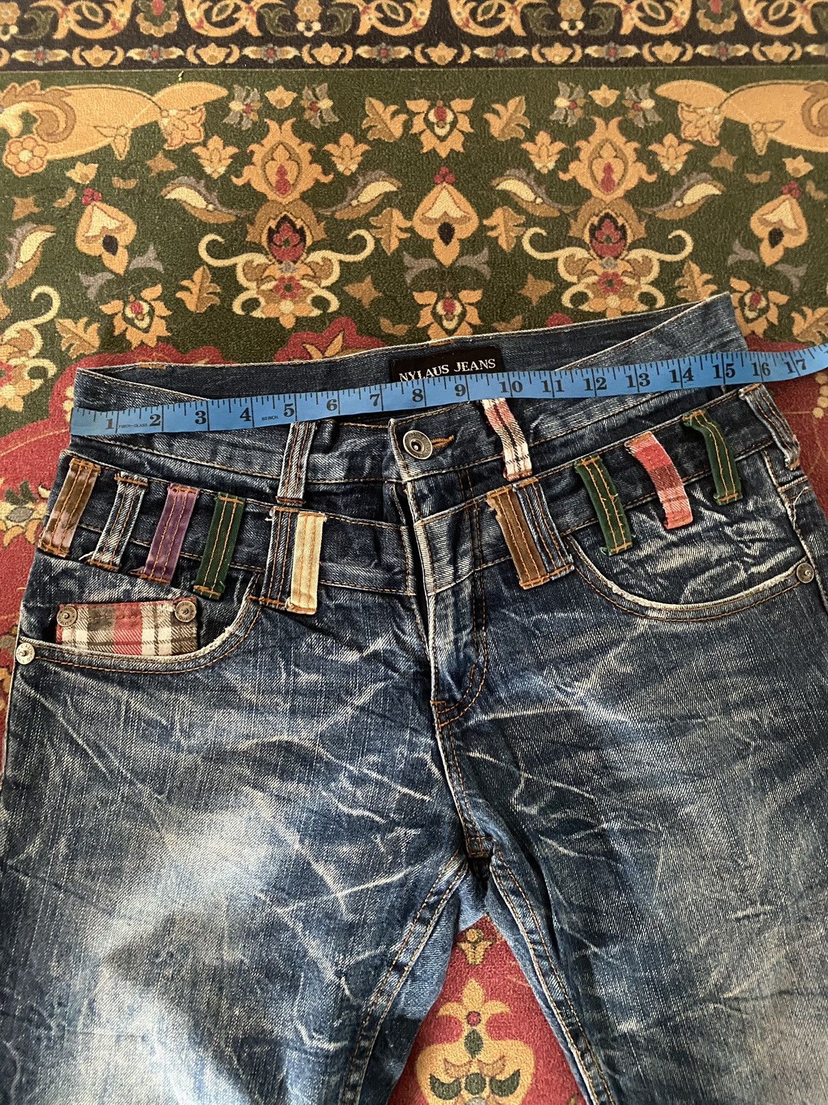 Hysteric Glamour × Japanese Brand × Vintage 🔥RARE🔥Vintage Nylaus Jeans Double Waist Lightning Style Size US 31 - 10 Thumbnail