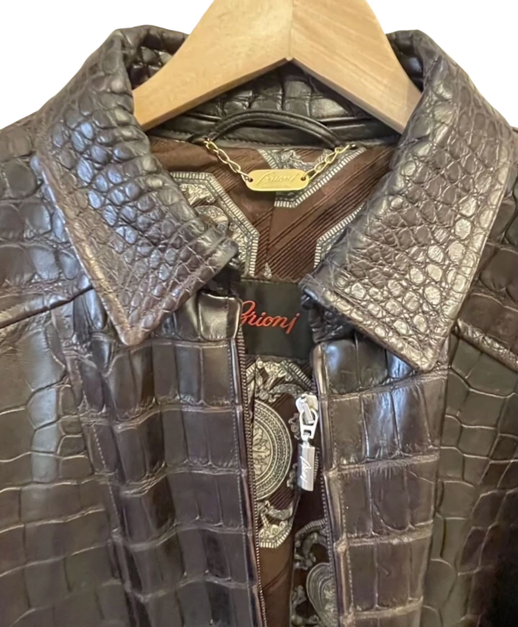 Brioni REAL CROCODILE SKIN LEATHER JACKET Size US L / EU 52-54 / 3 - 4 Thumbnail