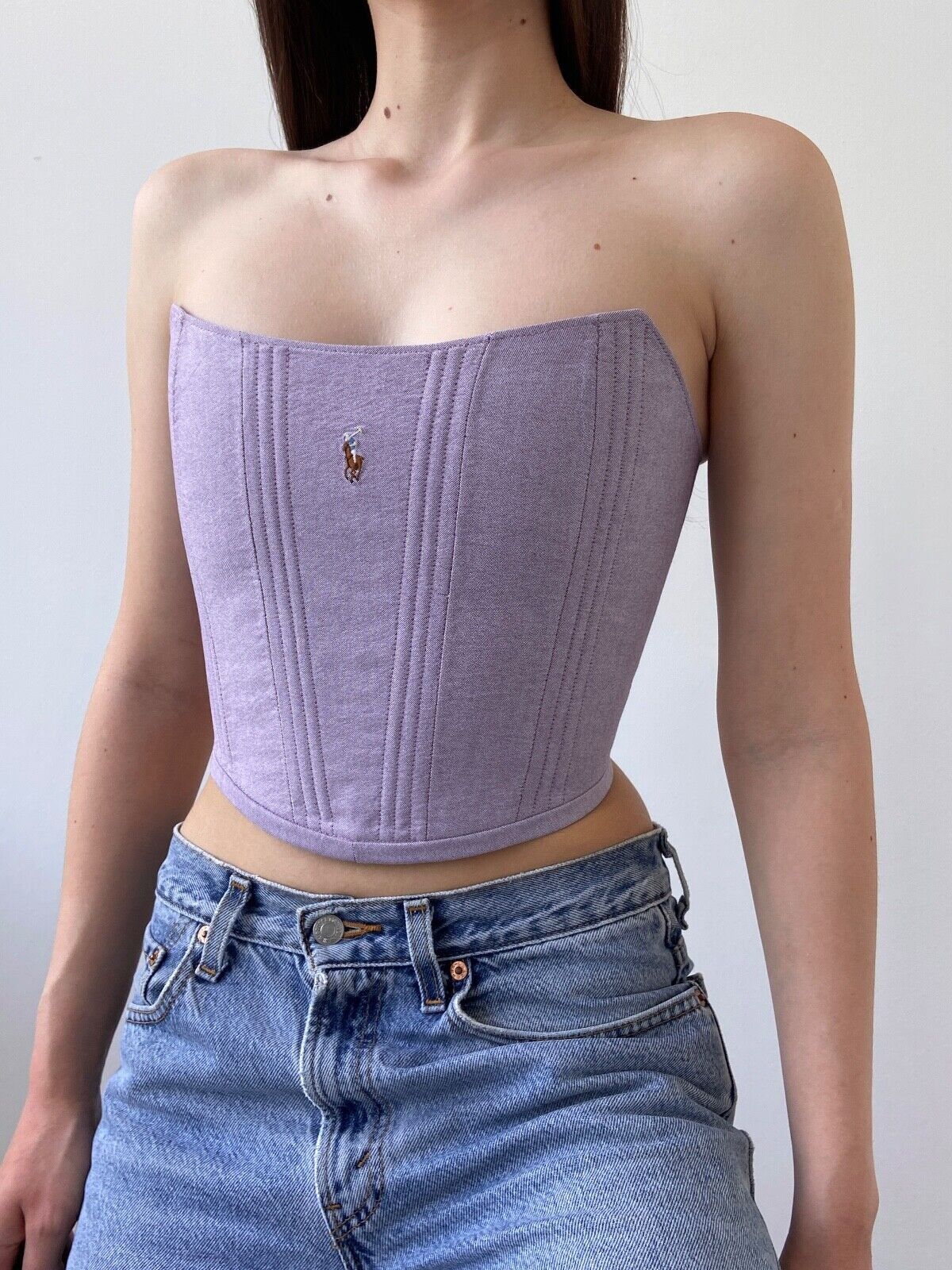 Handmade Handmade Polo Ralph Lauren Purple Women's Crop Top Corset Size S / US 4 / IT 40 - 1 Thumbnail