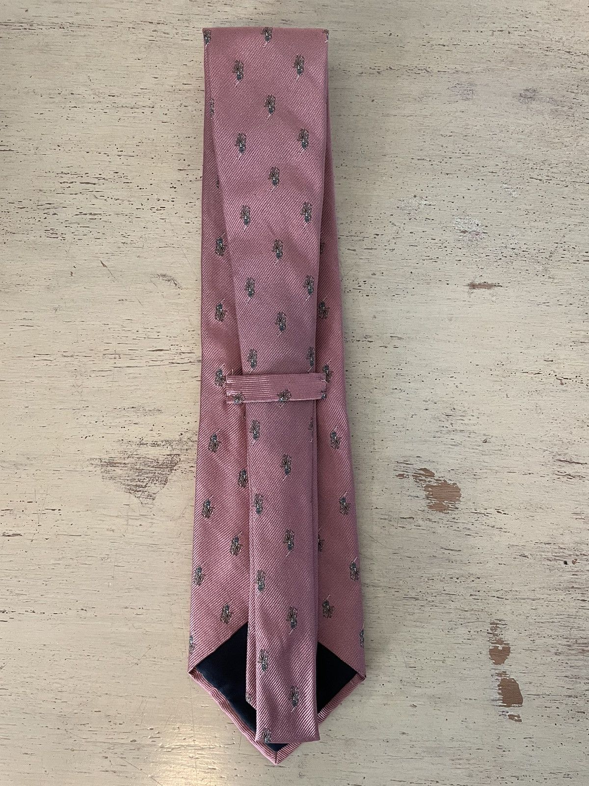 Polo Ralph Lauren × Vintage Spaced Multiple Polo Players Jacquard Silk Tie Size ONE SIZE - 6 Thumbnail