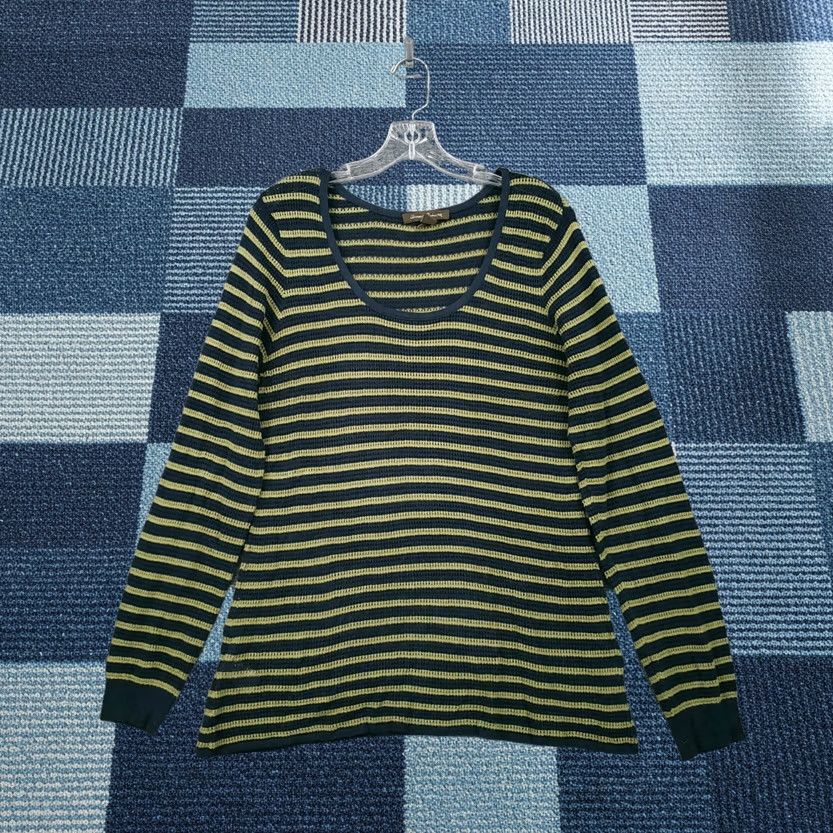 Tommy Bahama Tommy Bahama Sweater Womens L Large Green Striped Open Knit Long Sleeve Pullover Size L / US 10 / IT 46 - 1 Thumbnail