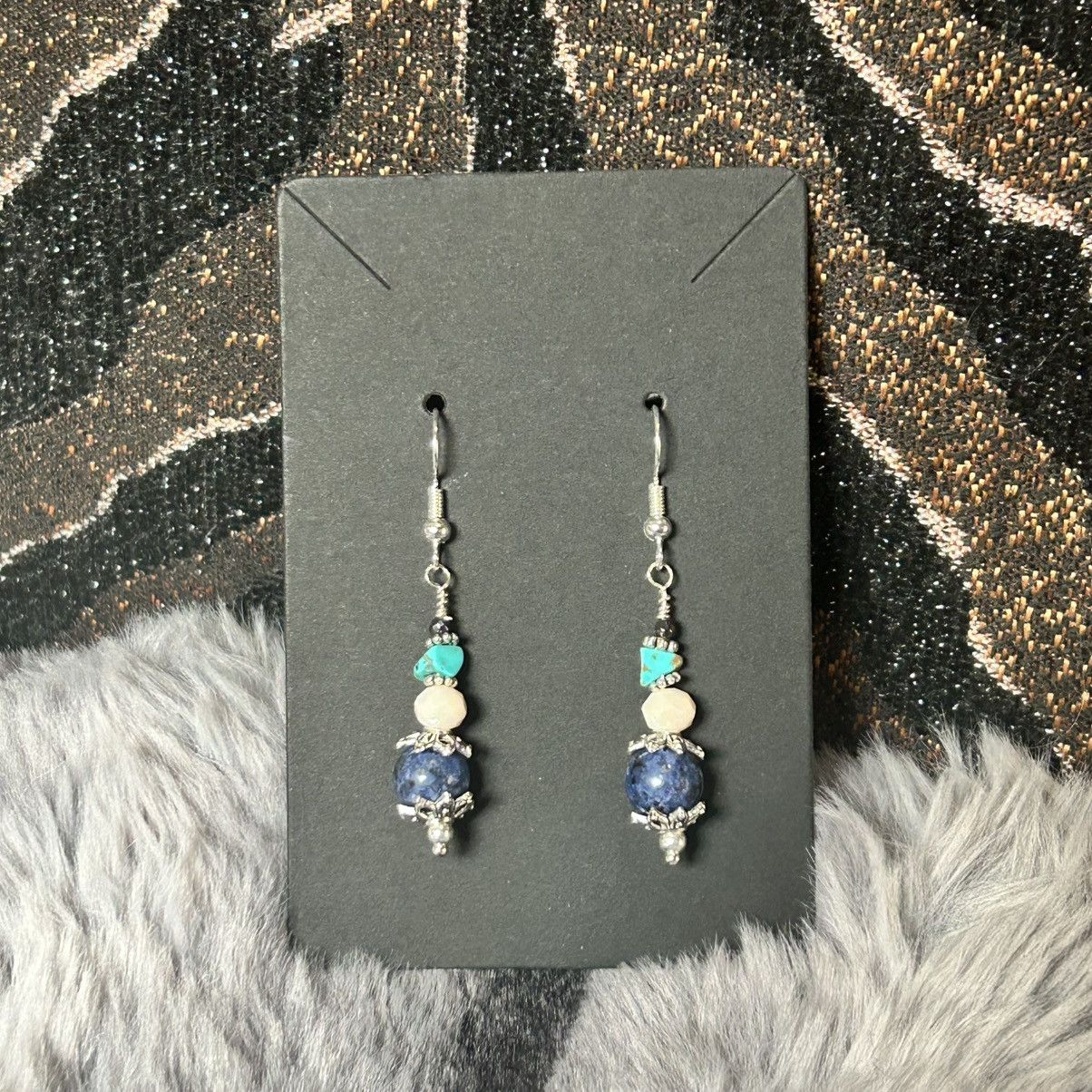 Handmade Handcrafted elegant bead capped sodalite faceted earrings Size ONE SIZE - 3 Thumbnail