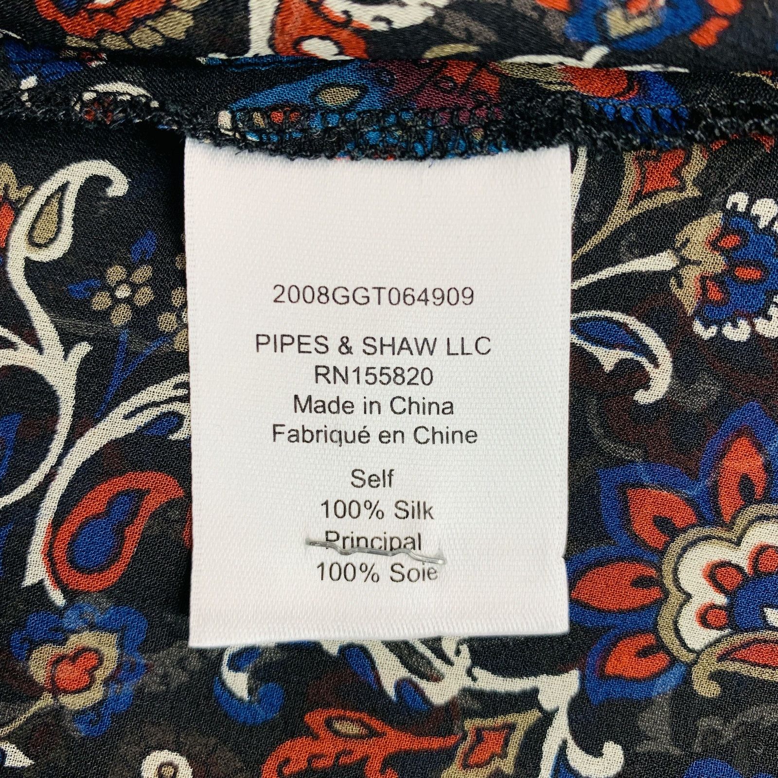 Veronica Beard VERONICA BEARD 8 Black Multi-Color Silk Print Ruffle Blouse Size M / US 6-8 / IT 42-44 - 7 Thumbnail