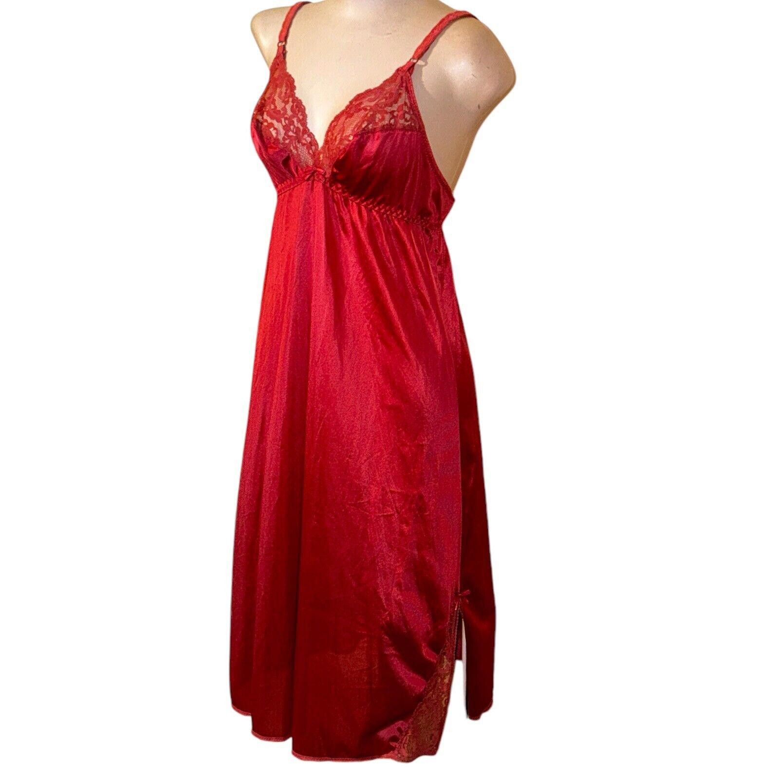 Designer Vintage Pink Salmon Lacy Nylon Slip Nightgown By JCP Sz M Size ONE SIZE - 4 Thumbnail