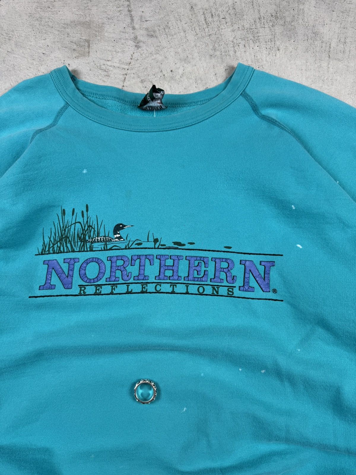 Northern Reflections × Vintage 1990s Northern Reflection Teal Duck Crewneck Size US L / EU 52-54 / 3 - 3 Thumbnail