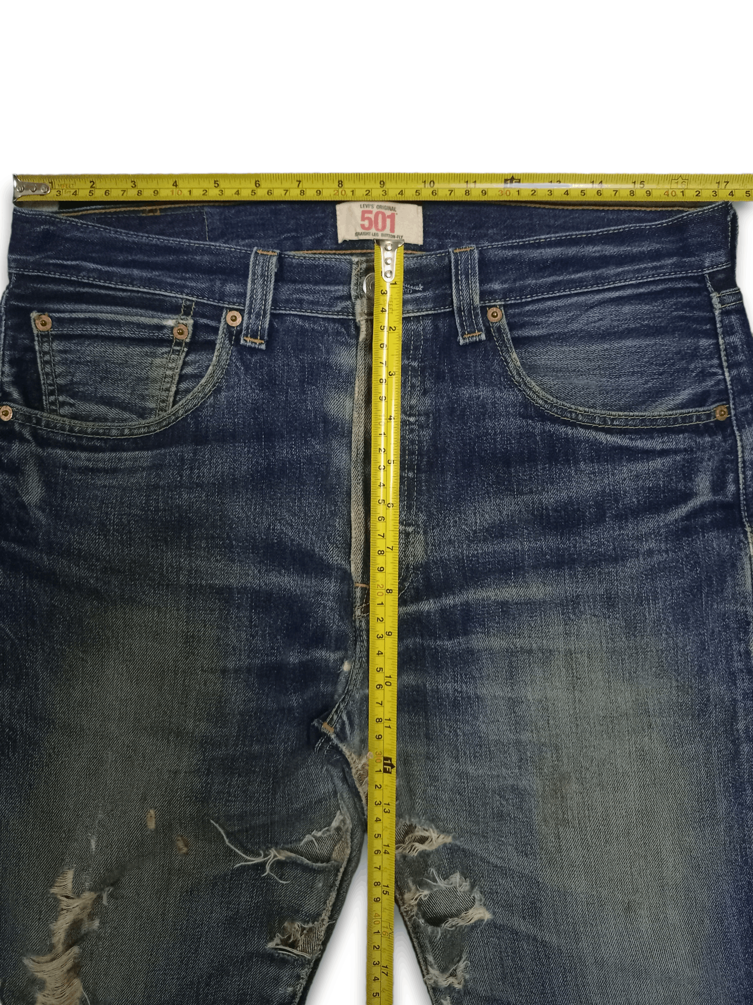 Levi's × Levi's Vintage Clothing Vintage 90s Levis 501 Blue Wash Distressed Baggy Jeans 34x30 Size US 34 / EU 50 - 11 Thumbnail