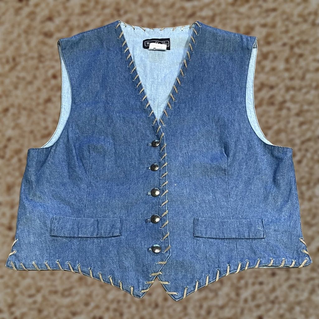 Denime VINTAGE Harold's Vest Womens Medium Blue Denim Western Button Up Made USA 90s Size M / US 6-8 / IT 42-44 - 1 Thumbnail