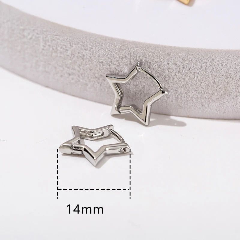 Other Silver Color Plated Bold Star Hoops Huggies Earring Size ONE SIZE - 2 Thumbnail
