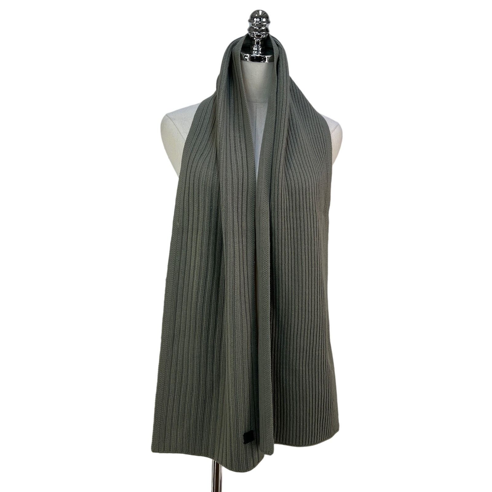 Allsaints Allsaints Ribbed Knit Scarf Serepentine Green Rectangular Size ONE SIZE - 2 Thumbnail