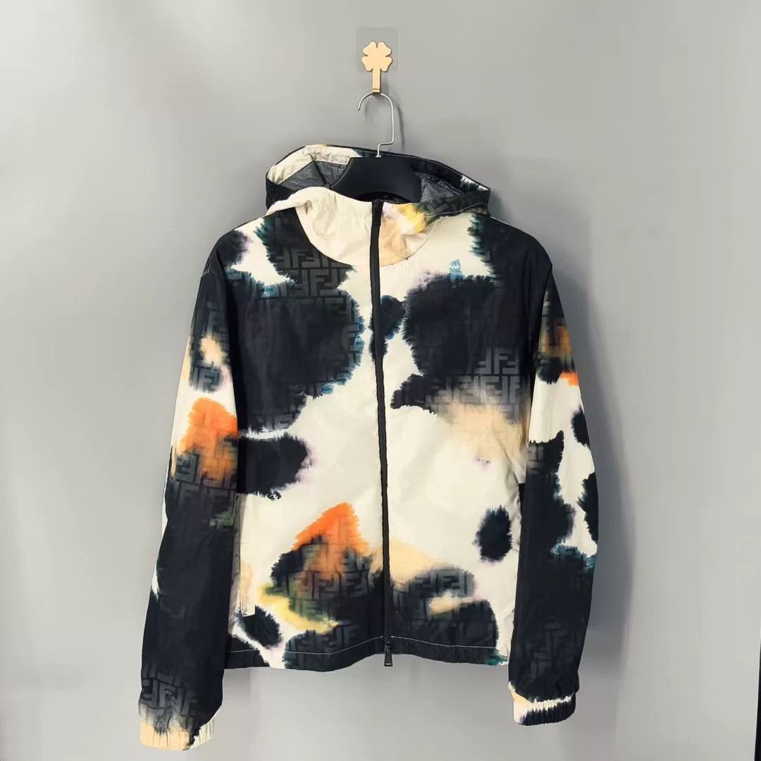 Fendi fendi ink splash logo zip hooded jacket Size US M / EU 48-50 / 2 - 1 Thumbnail