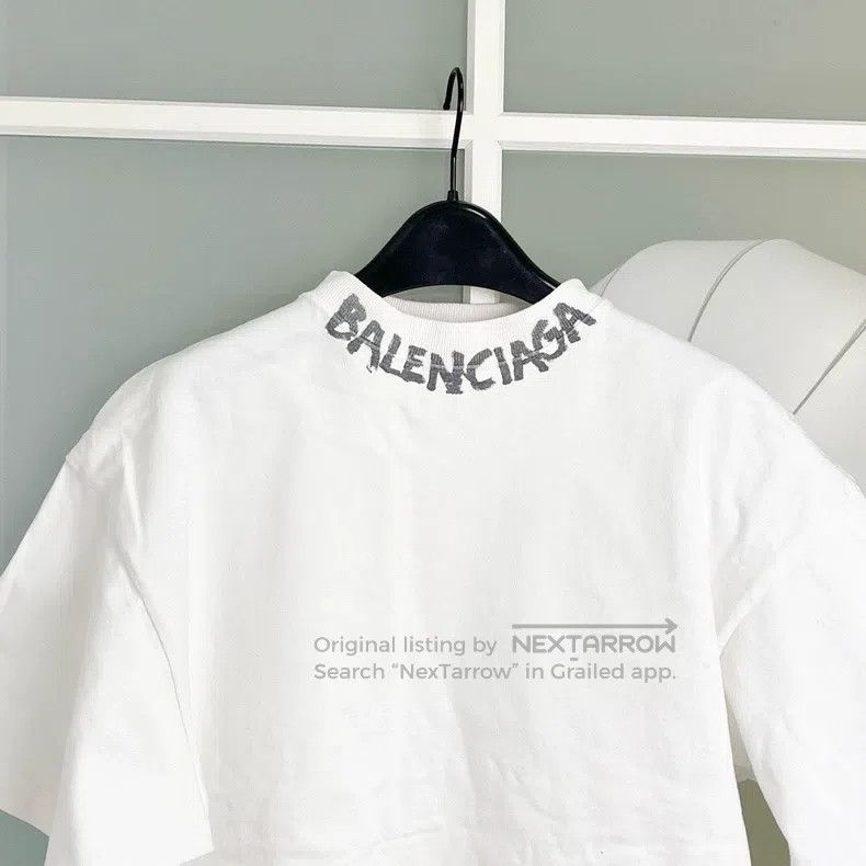 Balenciaga Balenciaga White Collar Letter Short Sleeve Size US XS / EU 42 / 0 - 3 Thumbnail