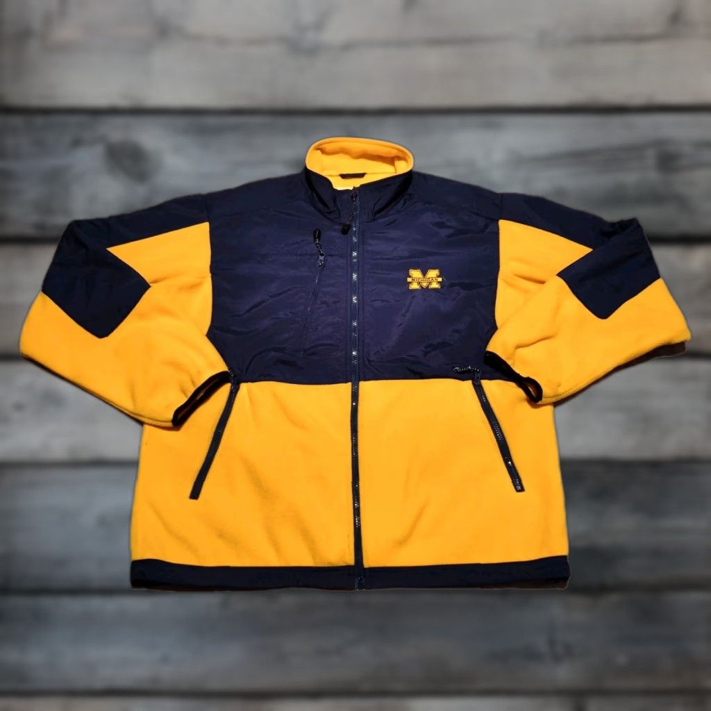 Vintage Vintage Essex 90s Michigan Wolverines Full Zip Fleece Jacket Elbow Pads Size L Size US L / EU 52-54 / 3 - 1 Thumbnail