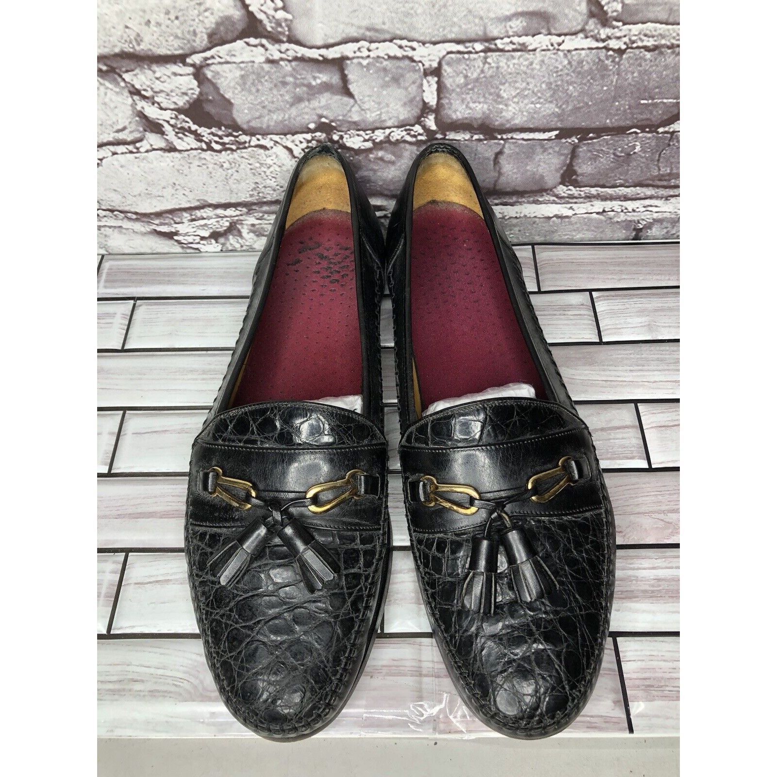 Other Anthony’s Black Leather Croc Print Tassel Loafers Dress Shoe Size US 13 / EU 46 - 14 Thumbnail