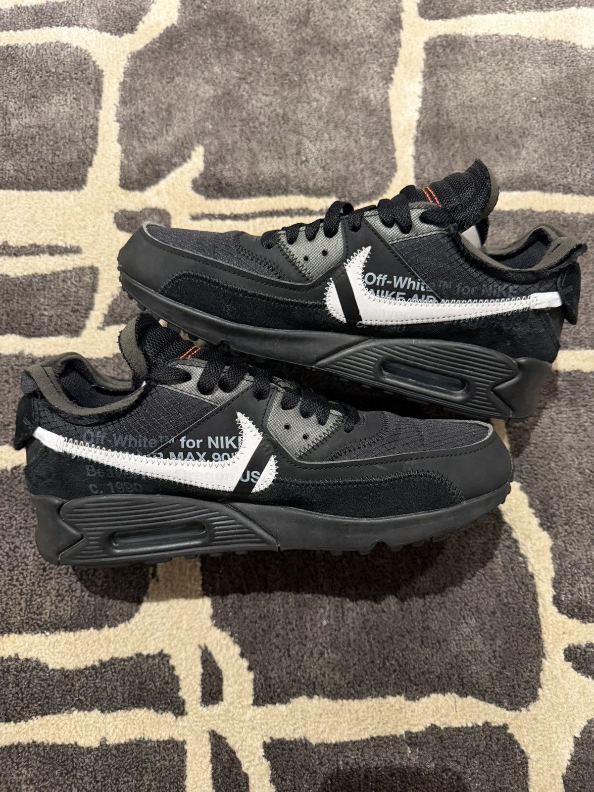 Off-White Nike Air Max 90 x Off-White Black Sneakers Size US 7 / EU 40 - 2 Thumbnail