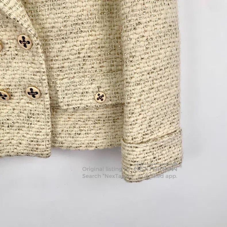 Gucci Gucci Beige gold thread tweed wool lapel double-breasted l Size XS / US 0-2 / IT 36-38 - 4 Thumbnail
