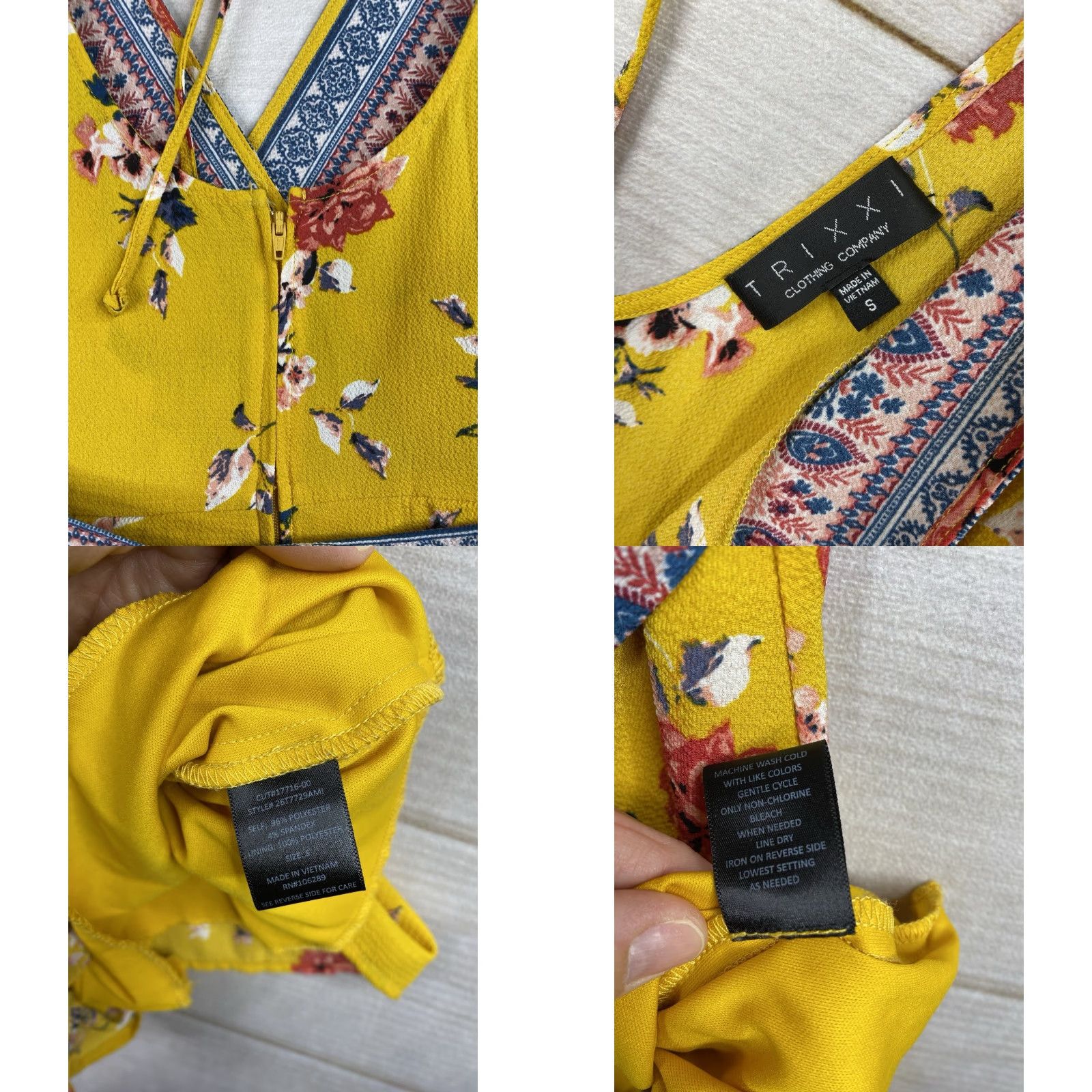 Vintage Trixxi Romper Shorts Womens S Yellow Floral Boho One-Piece Shirt? Size 28" / US 6 / IT 42 - 8 Thumbnail