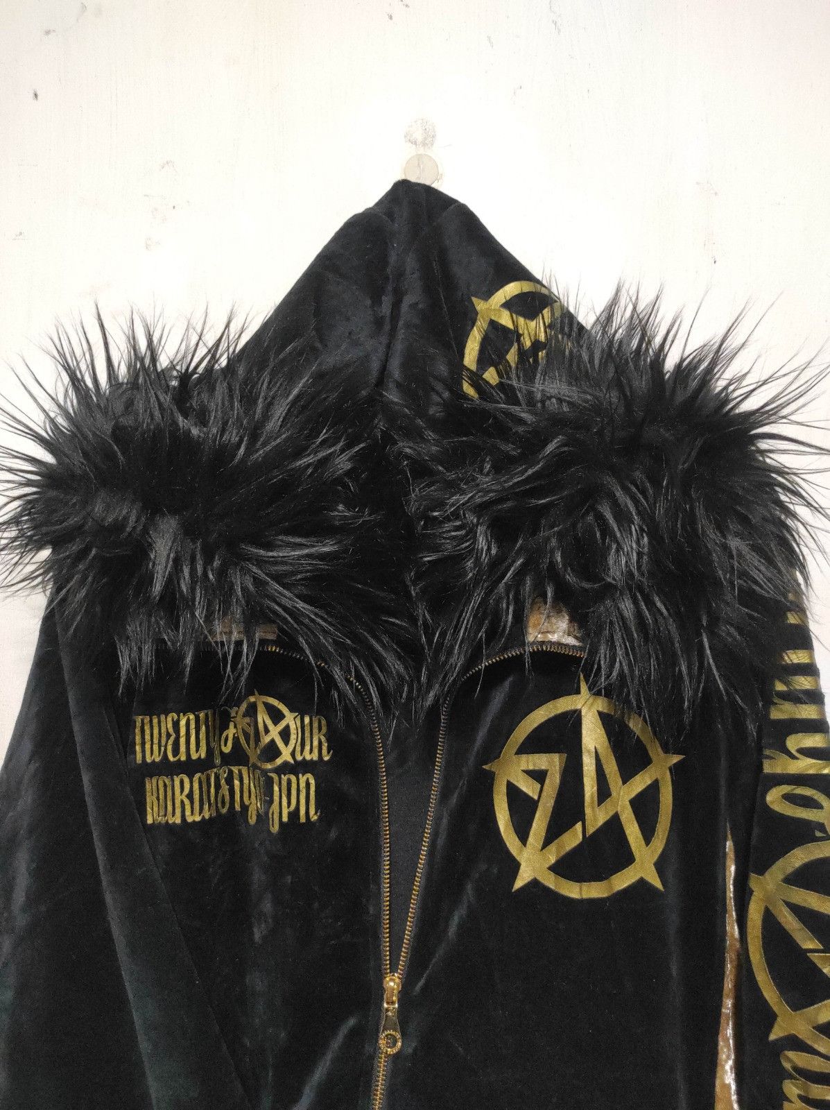 Japanese Brand 24 Karate Velvet double zip fur hoodie LGB style Size US L / EU 52-54 / 3 - 5 Thumbnail