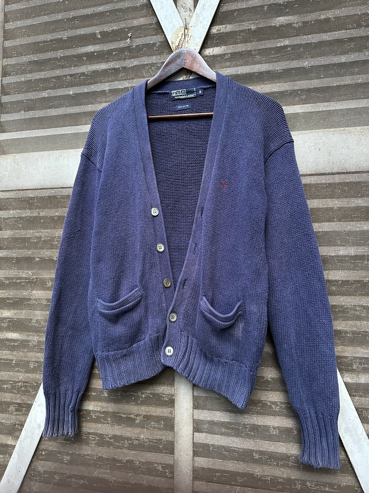 Vintage THRASHED Faded Polo Ralph Laurent Cardigan Size US M / EU 48-50 / 2 - 8 Thumbnail
