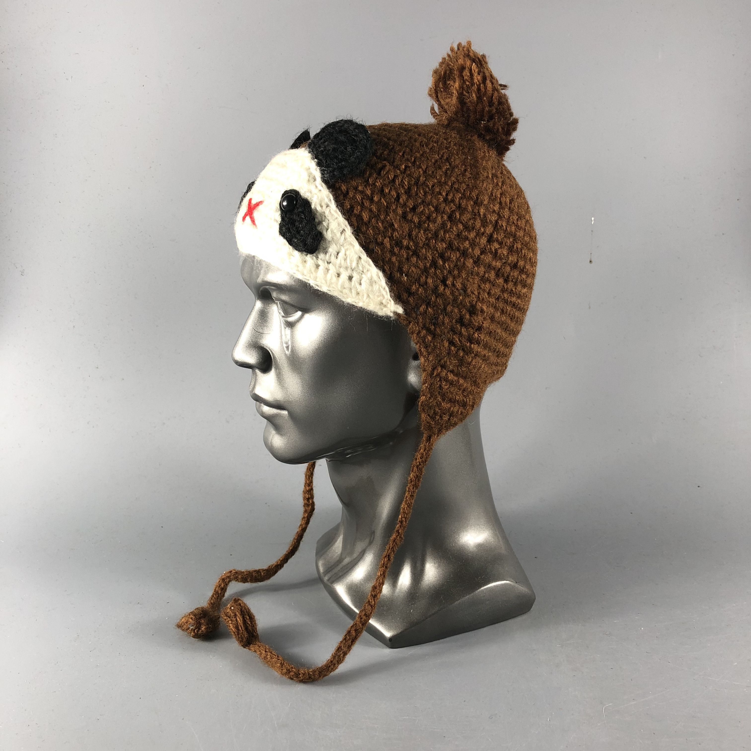 Vintage Kawaii Earflap Panda Beanie Snowcap Snow Hat B1065 Size ONE SIZE - 2 Thumbnail