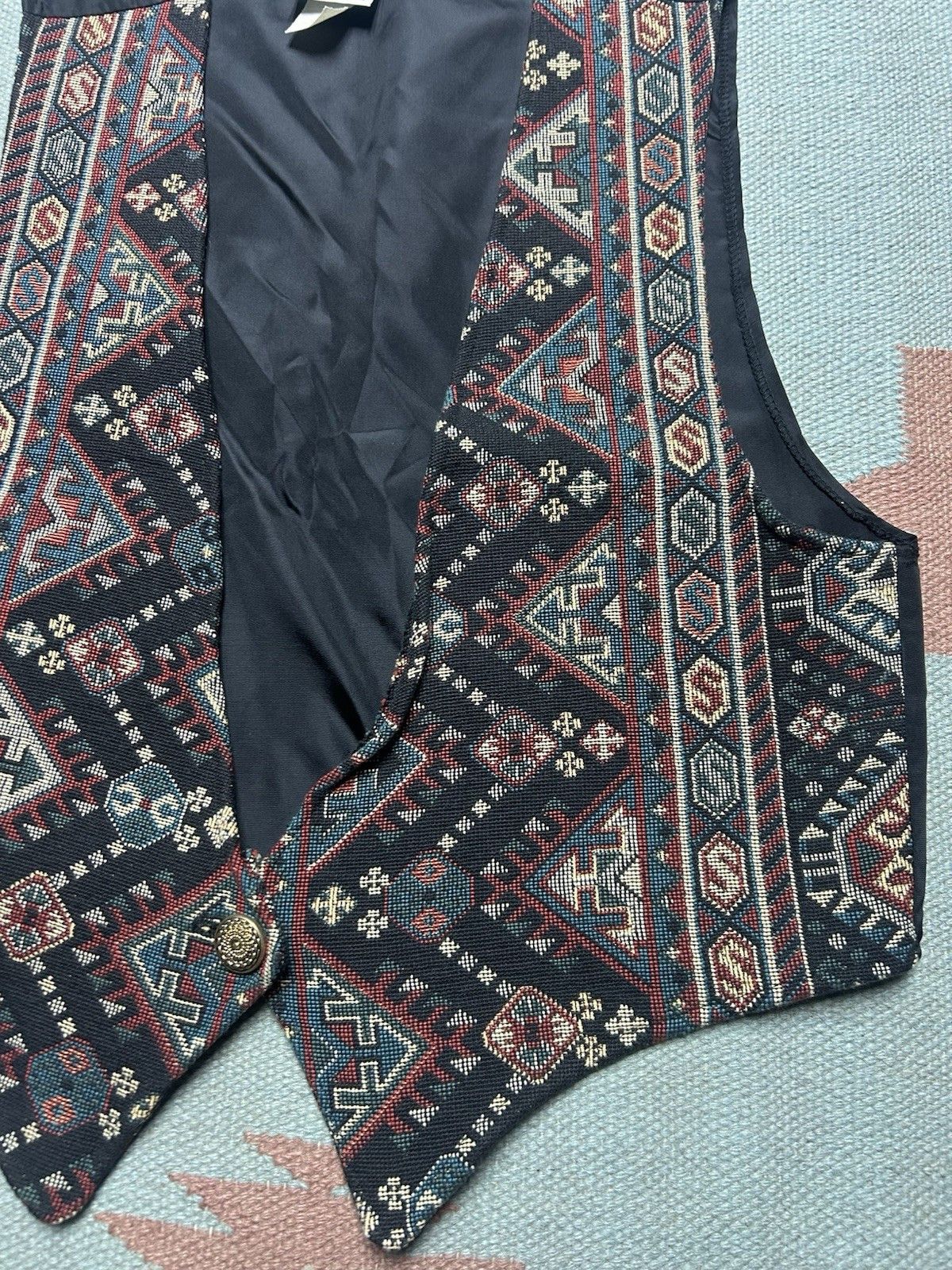 Vintage Vintage 80s women’s vest jacket knit front Aztec Navajo M Size M / US 6-8 / IT 42-44 - 3 Thumbnail