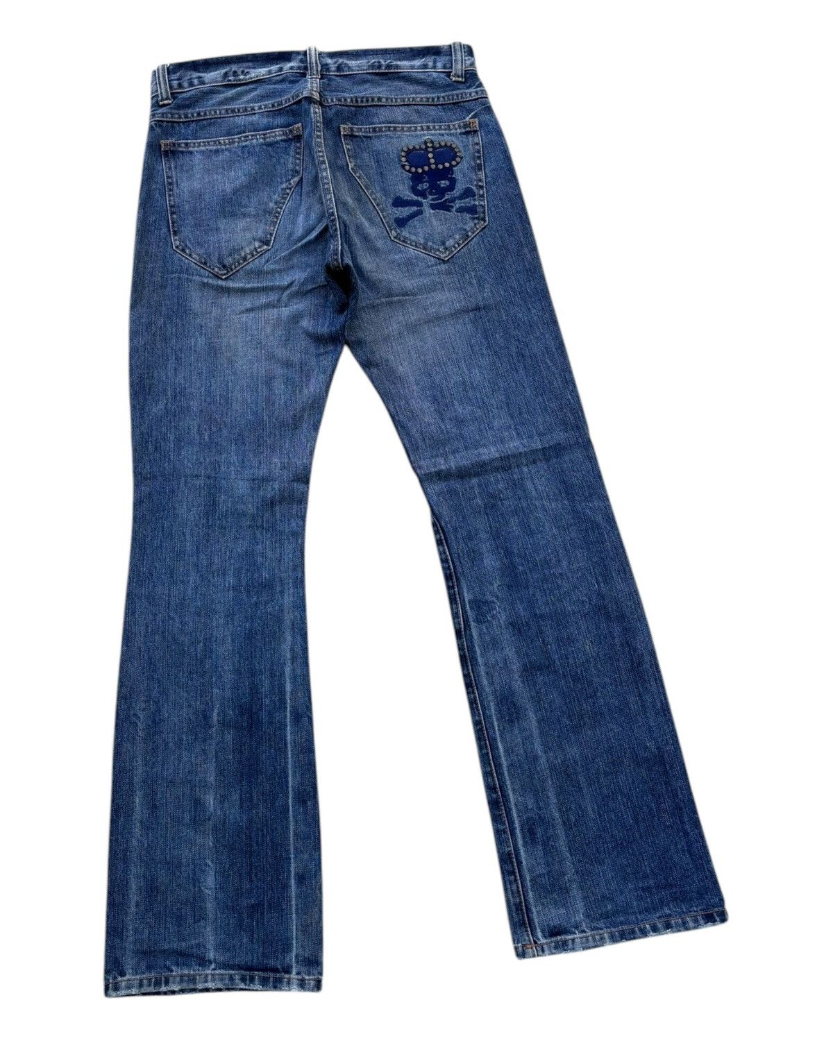 Vintage Skulls Ripped Japanese Denim Flare Jeans PPFM style