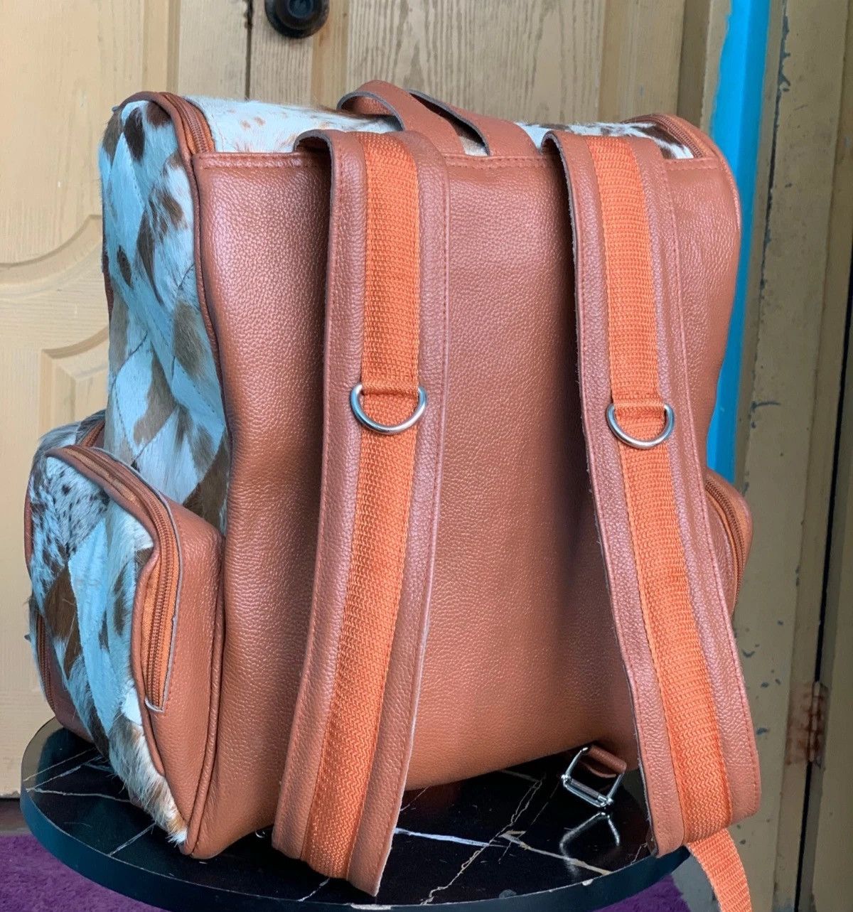 Other Cowhide Patchwork Backpack _ Western Diaper Backpack Unique Size ONE SIZE - 2 Thumbnail