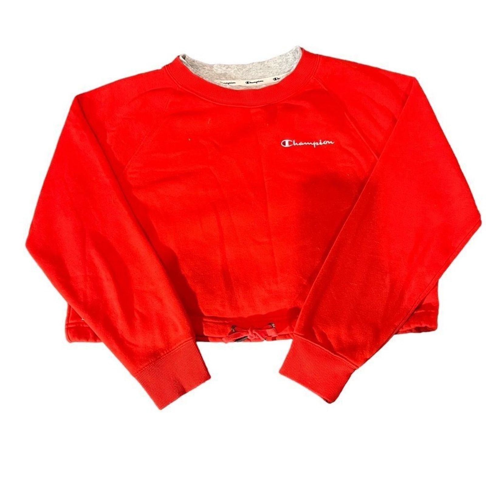 Champion Champion Sweatshirt Womens XS Red Cropped Crewneck Pullover Size XS / US 0-2 / IT 36-38 - 2 Thumbnail