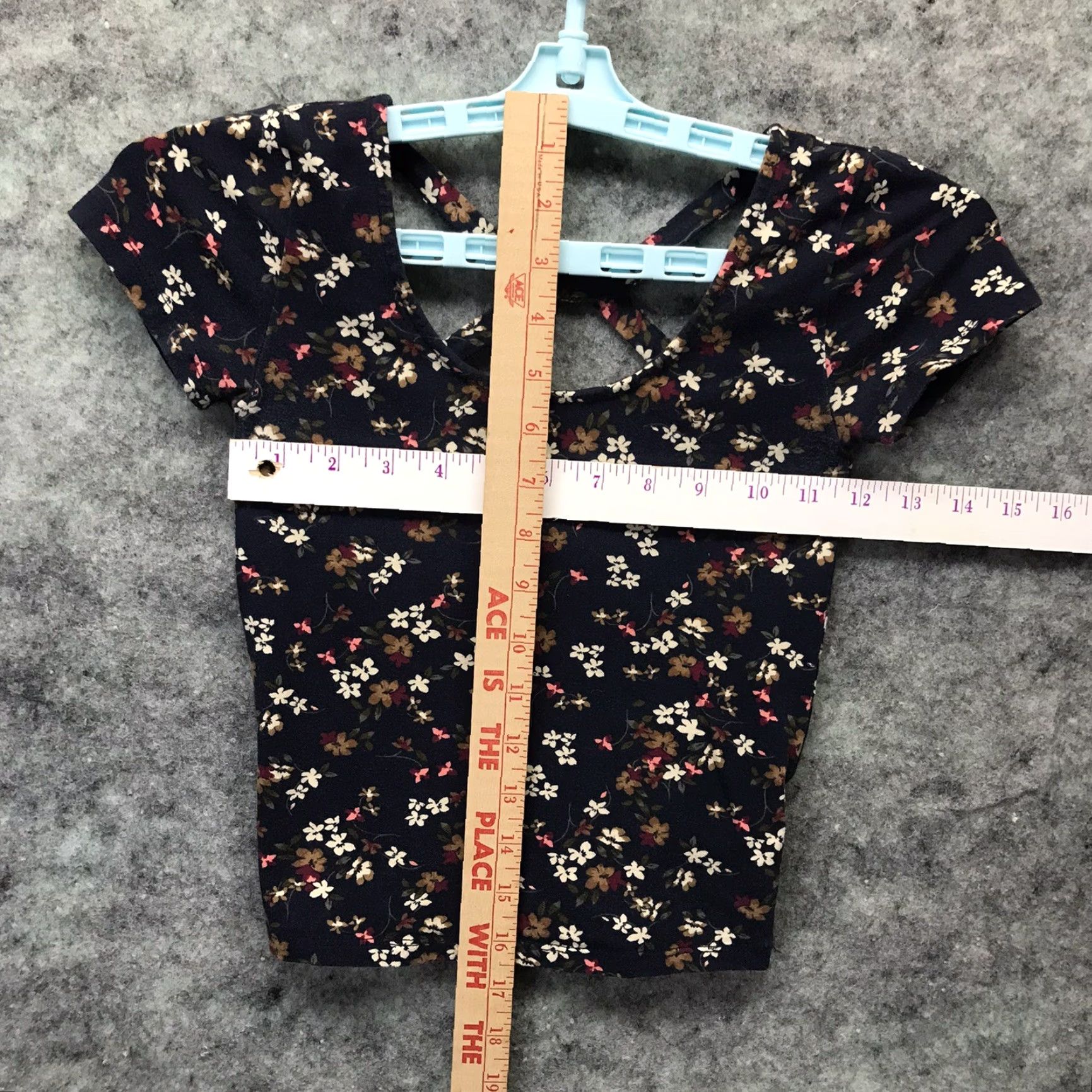 Aeropostale Prince & Fox Shirt Womens Extra Small Top Floral Print Criss Cross Back Size XS / US 0-2 / IT 36-38 - 3 Thumbnail