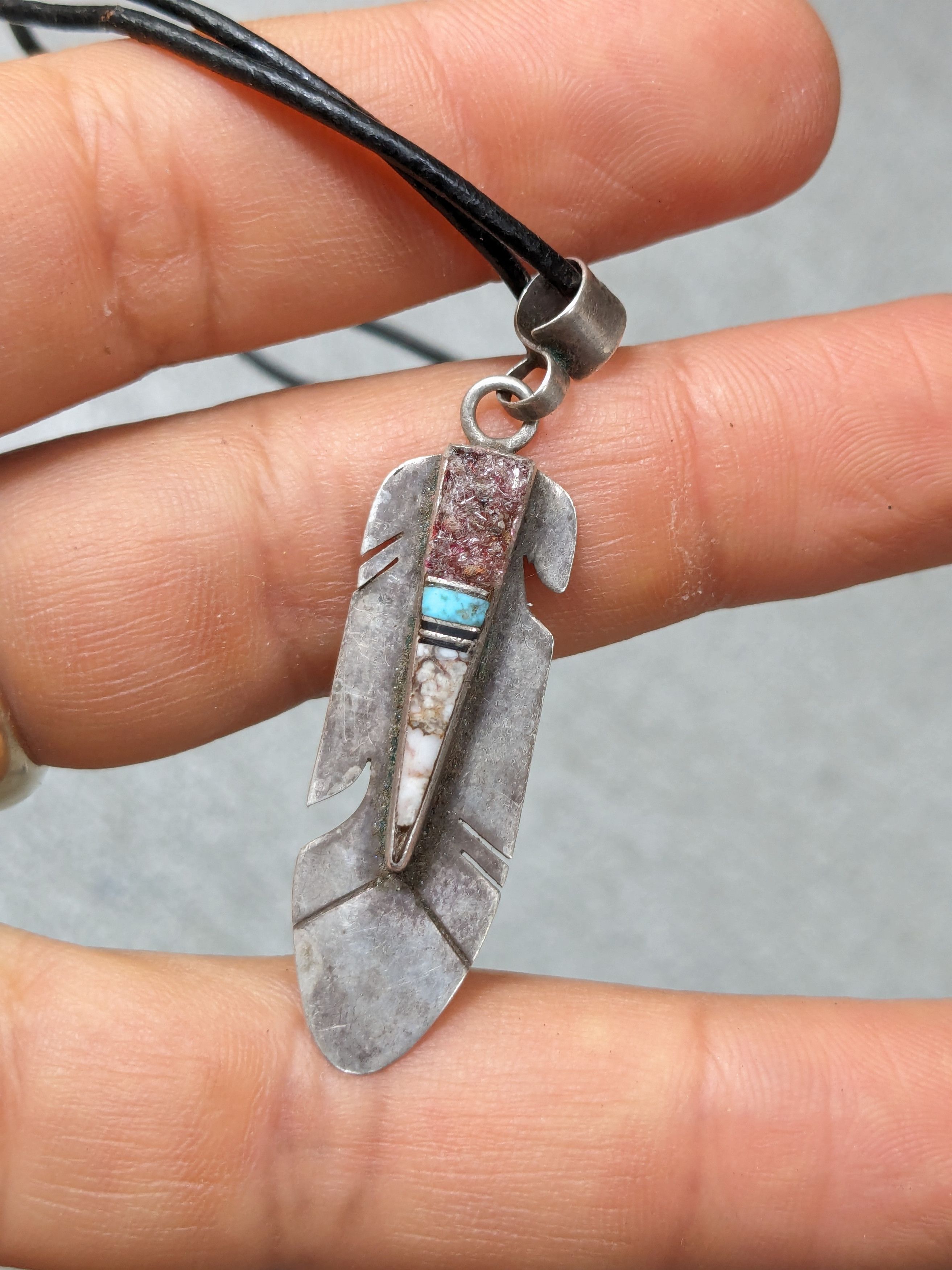 Other Vintage Sterling Silver Feather Necklace Navajo 17" Y2K Size ONE SIZE - 9 Thumbnail