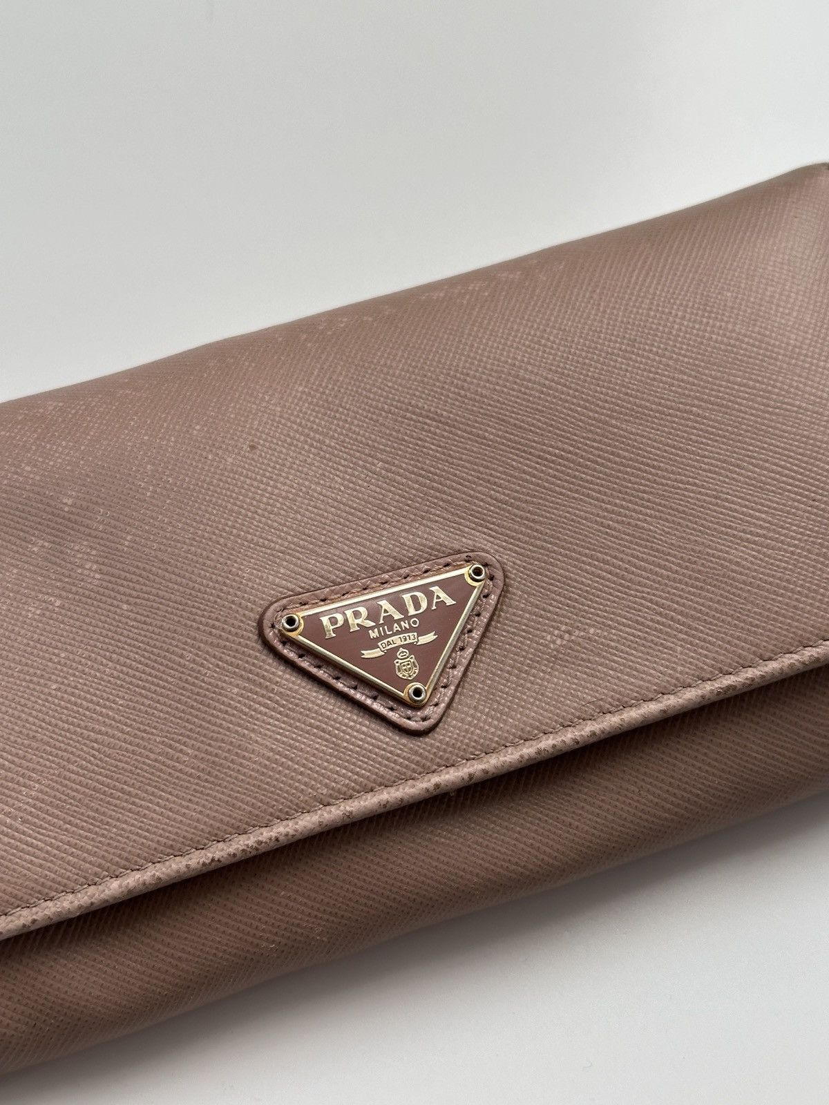 Prada Prada Saffiano Leather Triangle Logo Long Wallet Light Pink Size ONE SIZE - 3 Thumbnail
