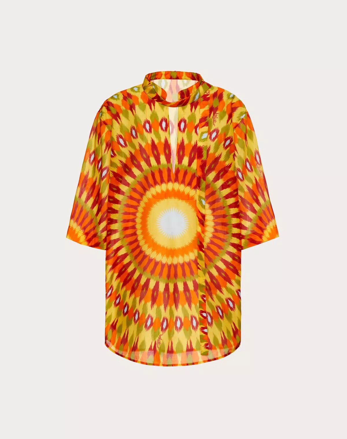 Valentino o1s1wg110925 Round Rain Print Short Voile Dress in Orange Size XS / US 0-2 / IT 36-38 - 1 Thumbnail