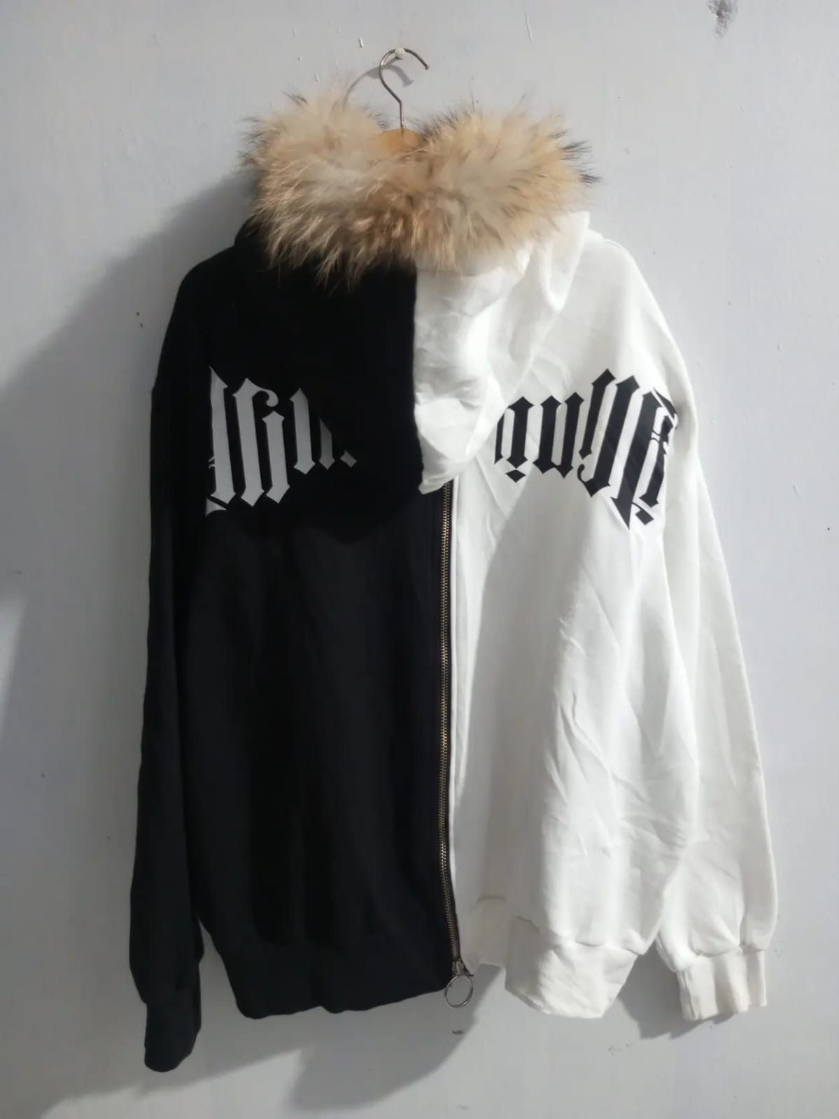 Japanese Brand Vtg BBW color block oversize fur hoodie Size US XL / EU 56 / 4 - 2 Thumbnail