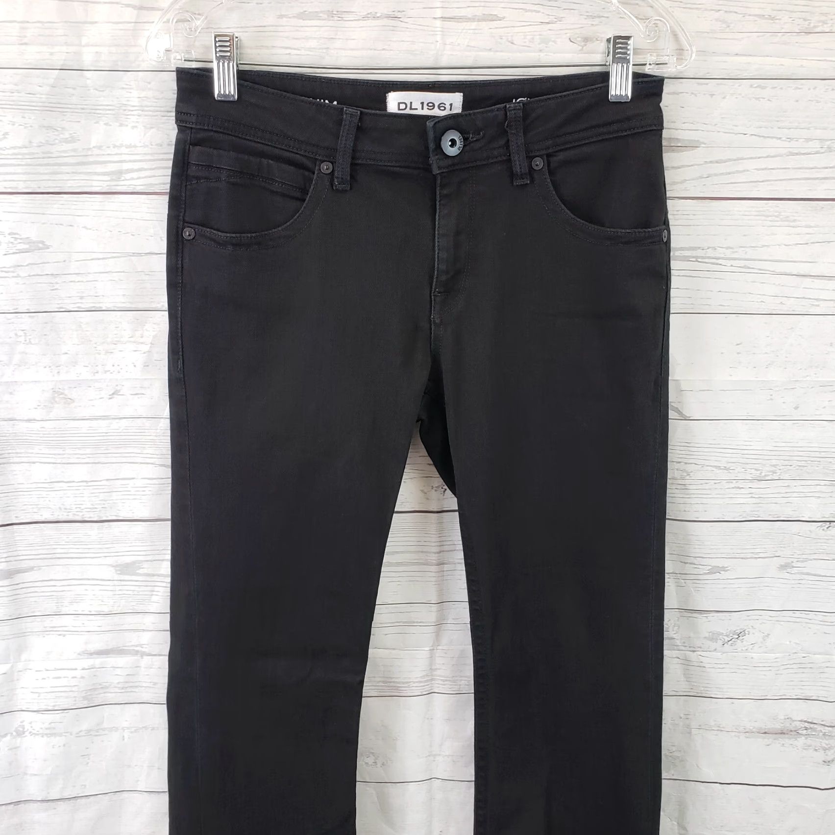 DL1961 DL1961 Womens Joy Flare Jeans Sz 28 Solid Black Mid Rise Jeans Womens 28 Black Flare Denim Cotton Blend Zip Regular Inseam 28.5" Rise 9" Size 28" / US 6 / IT 42 - 2 Thumbnail