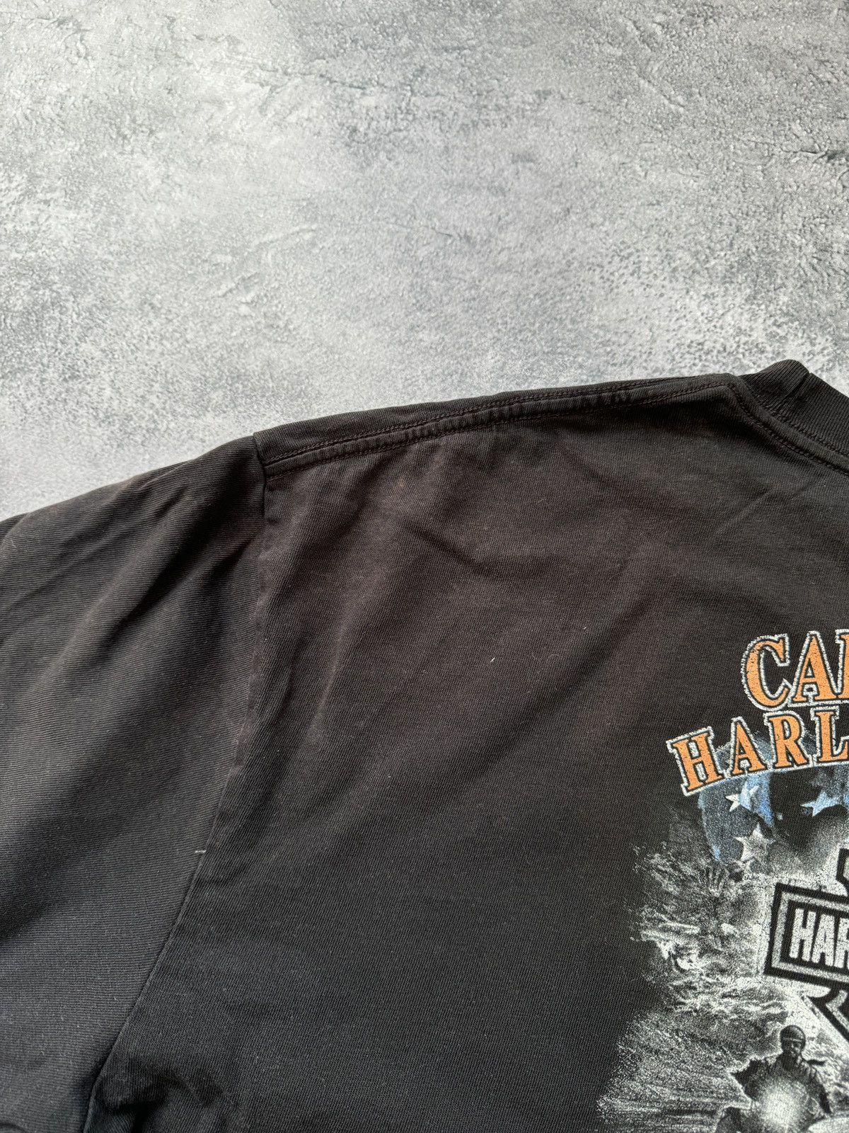 Harley Davidson × Vintage Vintage Harley Davidson Faded Black T-Shirt Size US XL / EU 56 / 4 - 5 Thumbnail