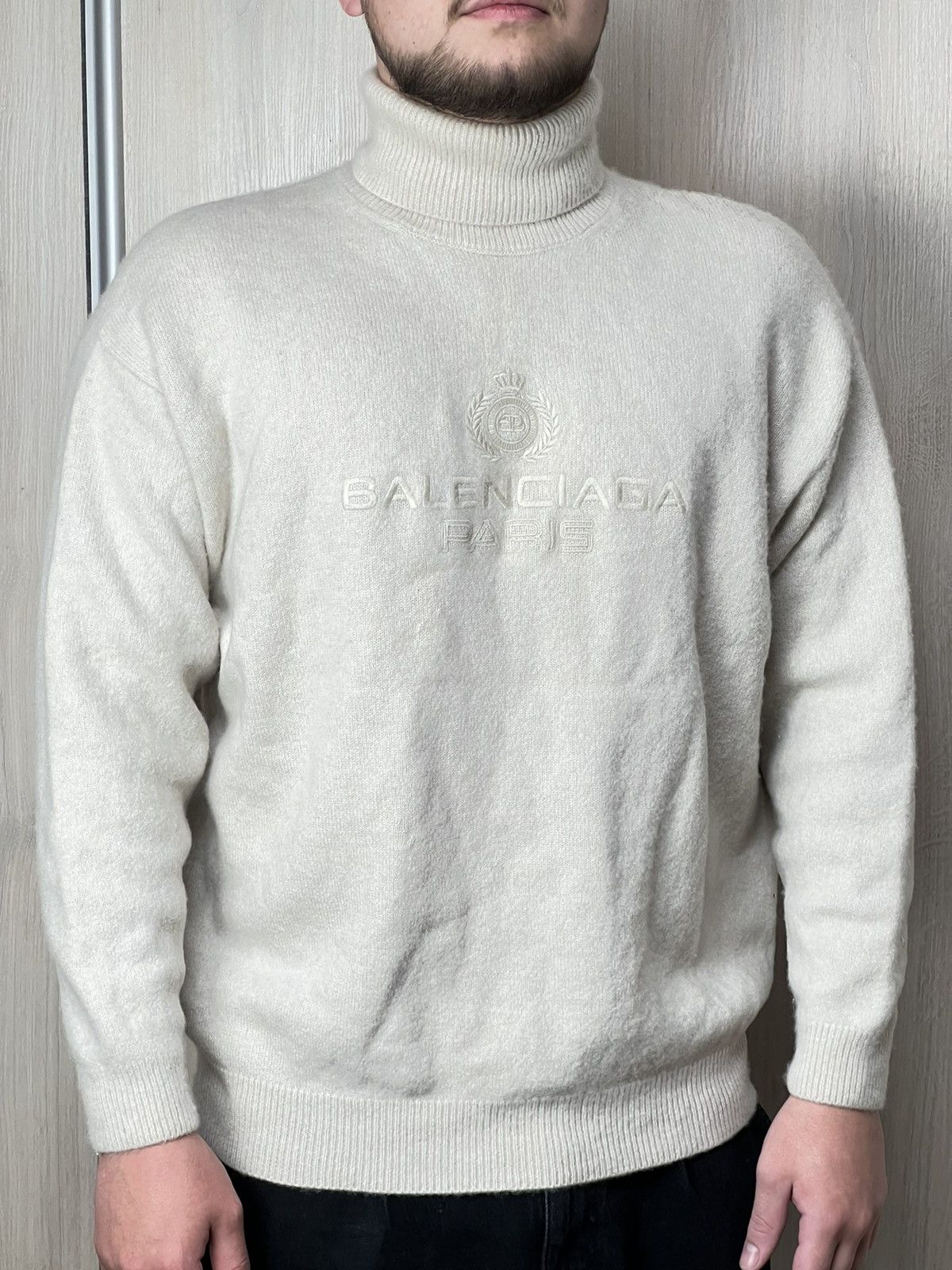 Balenciaga Balenciaga Big Logo Oversized Wool Cashmere Sweater Size US L / EU 52-54 / 3 - 12 Thumbnail