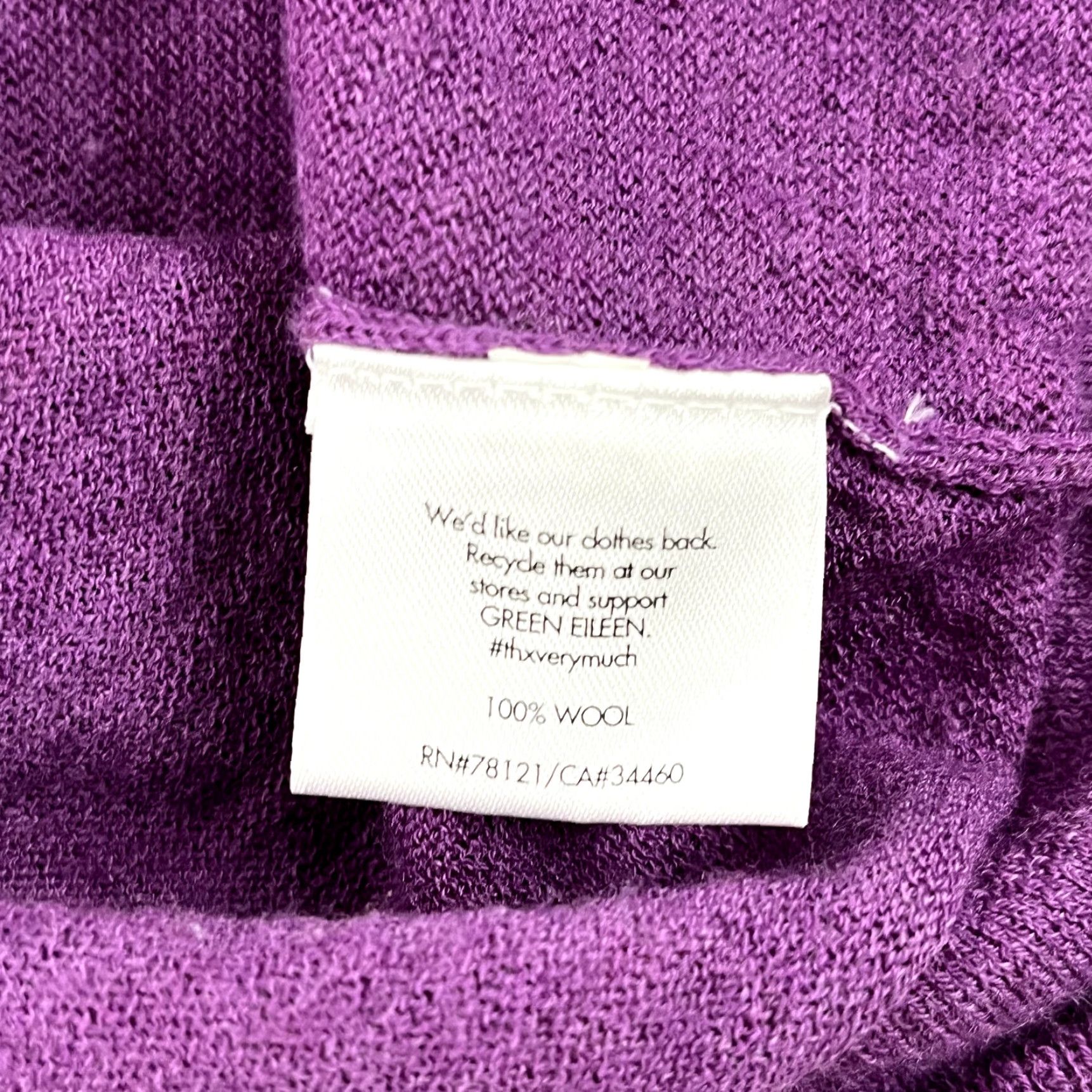 Eileen Fisher EILEEN FISHER Sweater Cardigan Womens Large Purple 100% Wool Open Front Wrap Size L / US 10 / IT 46 - 3 Thumbnail
