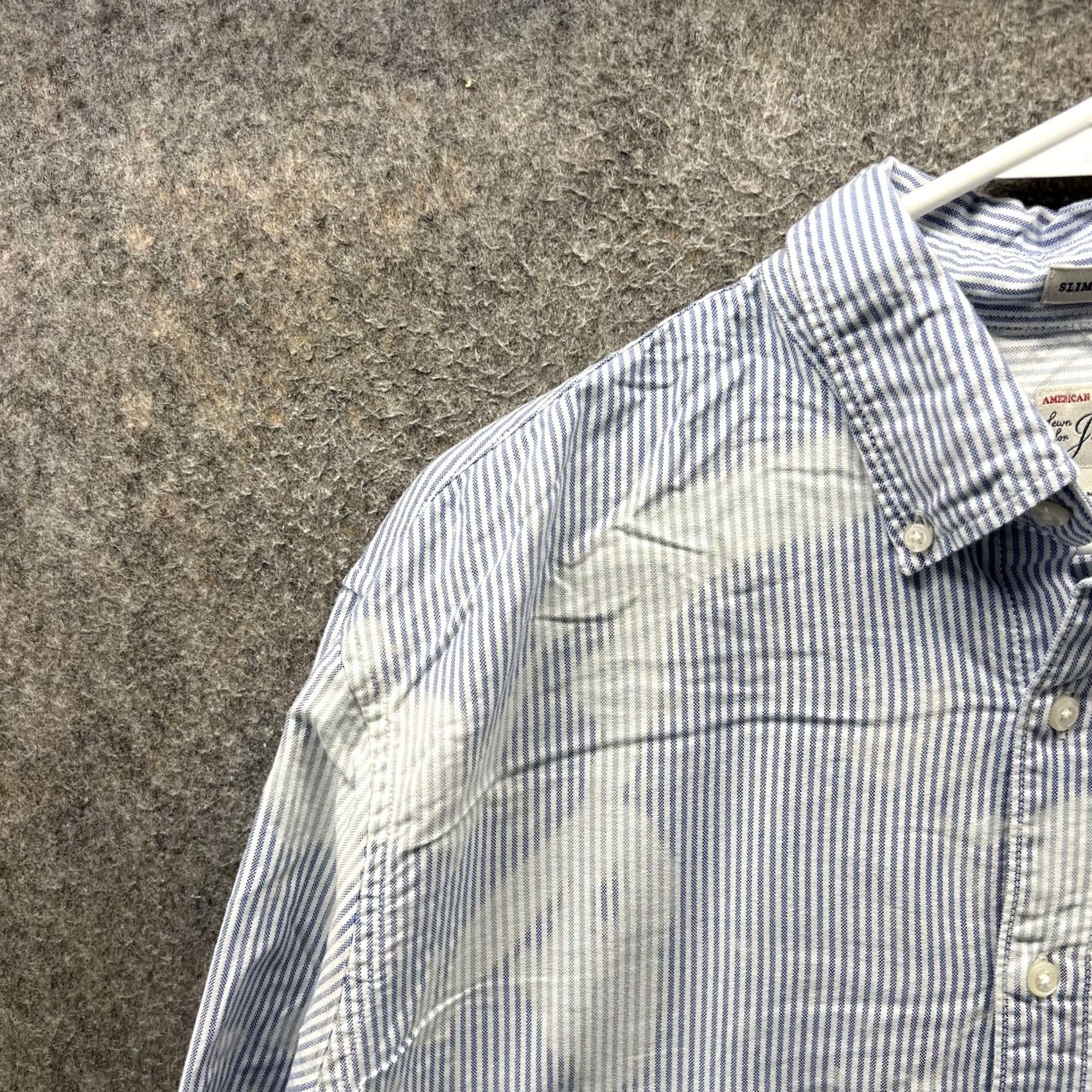 J.Crew J.Crew Shirt Mens Large Blue Stripe Slim Untucked Button Front Long Sleeve Size US L / EU 52-54 / 3 - 3 Thumbnail