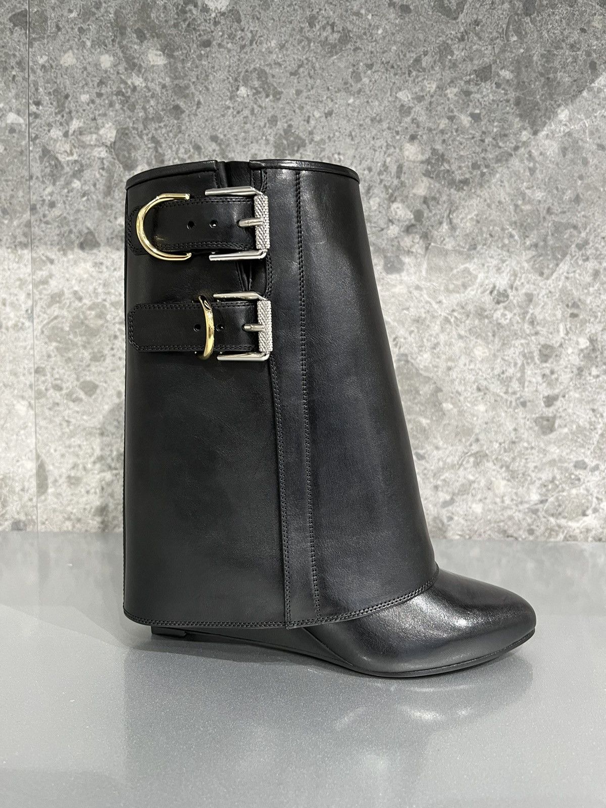 Givenchy o1w1db10325 Shark Lock Boots Biker 120mm in Denim Size US 11 / IT 41 - 8 Thumbnail