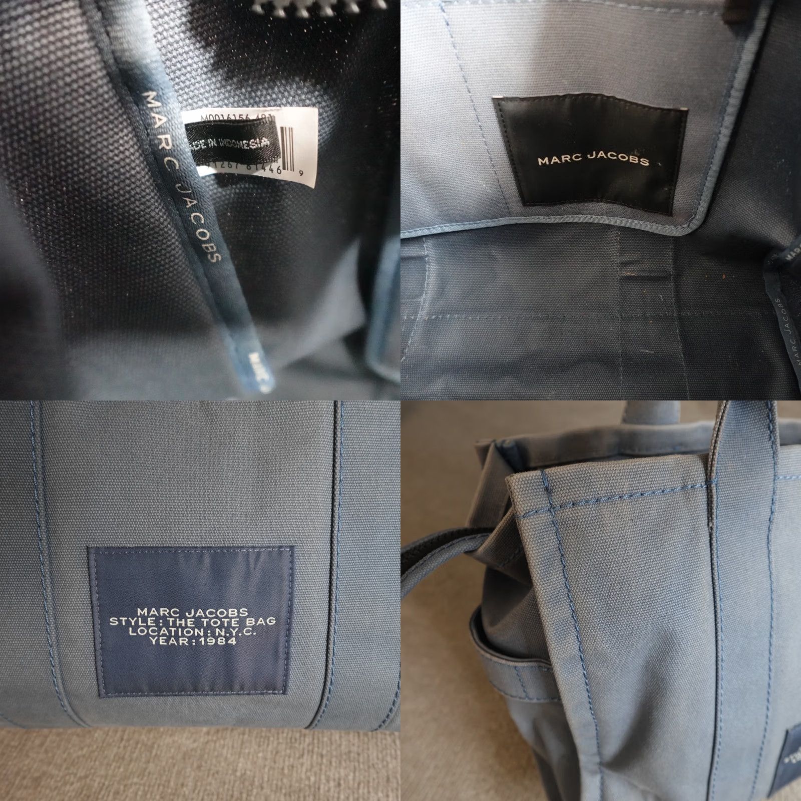 Marc Jacobs VINTAGE Marc Jacobs The Tote Bag Blue Canvas Zip Top Tote Bag Womens Large Blue Canvas Zip Top Inner Pockets 90s? Size L / US 10 / IT 46 - 8 Thumbnail