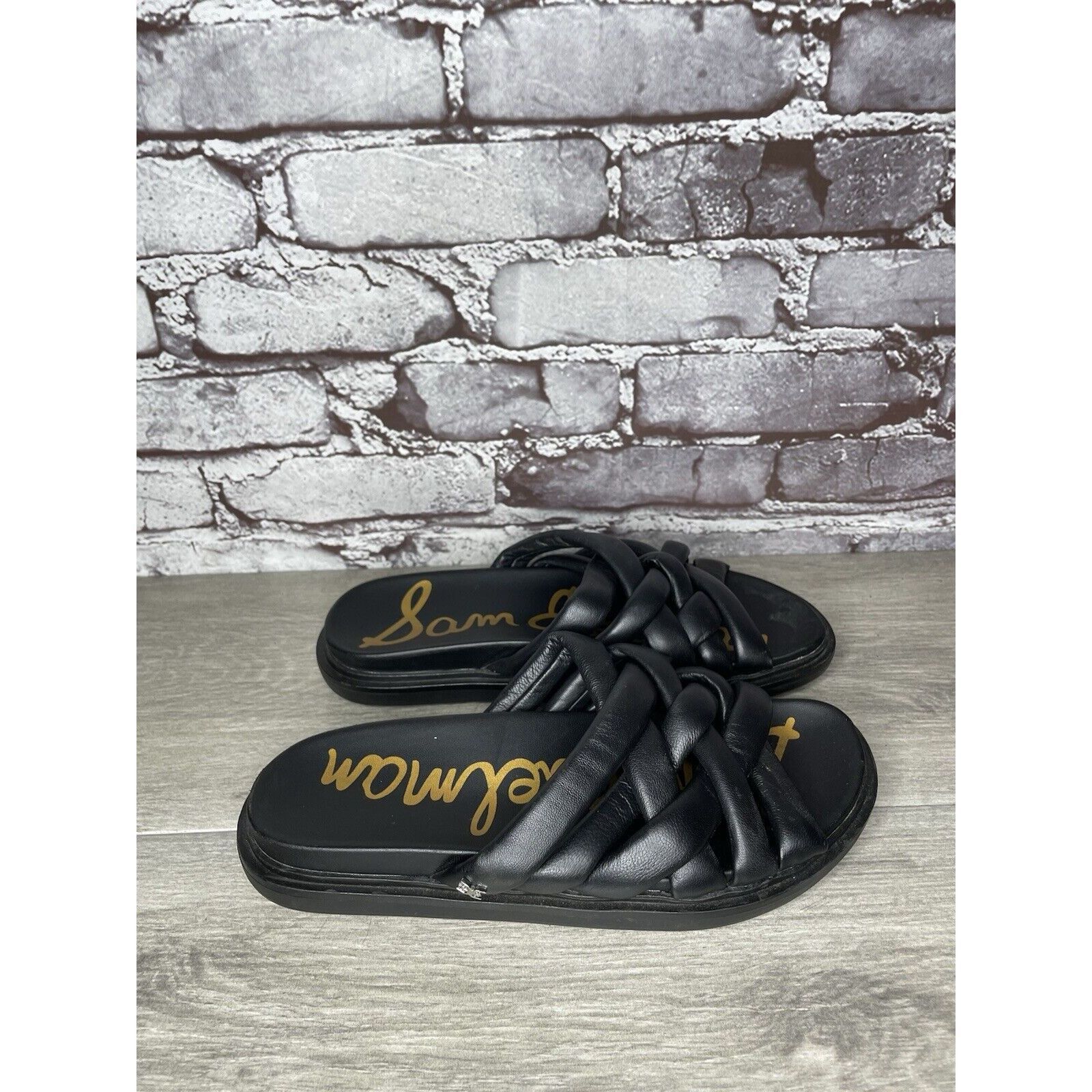 Sam Edelman Sam Edelman Vaugn Black Leather Braid Casual Slides Sandals Size US 7 / IT 37 - 12 Thumbnail