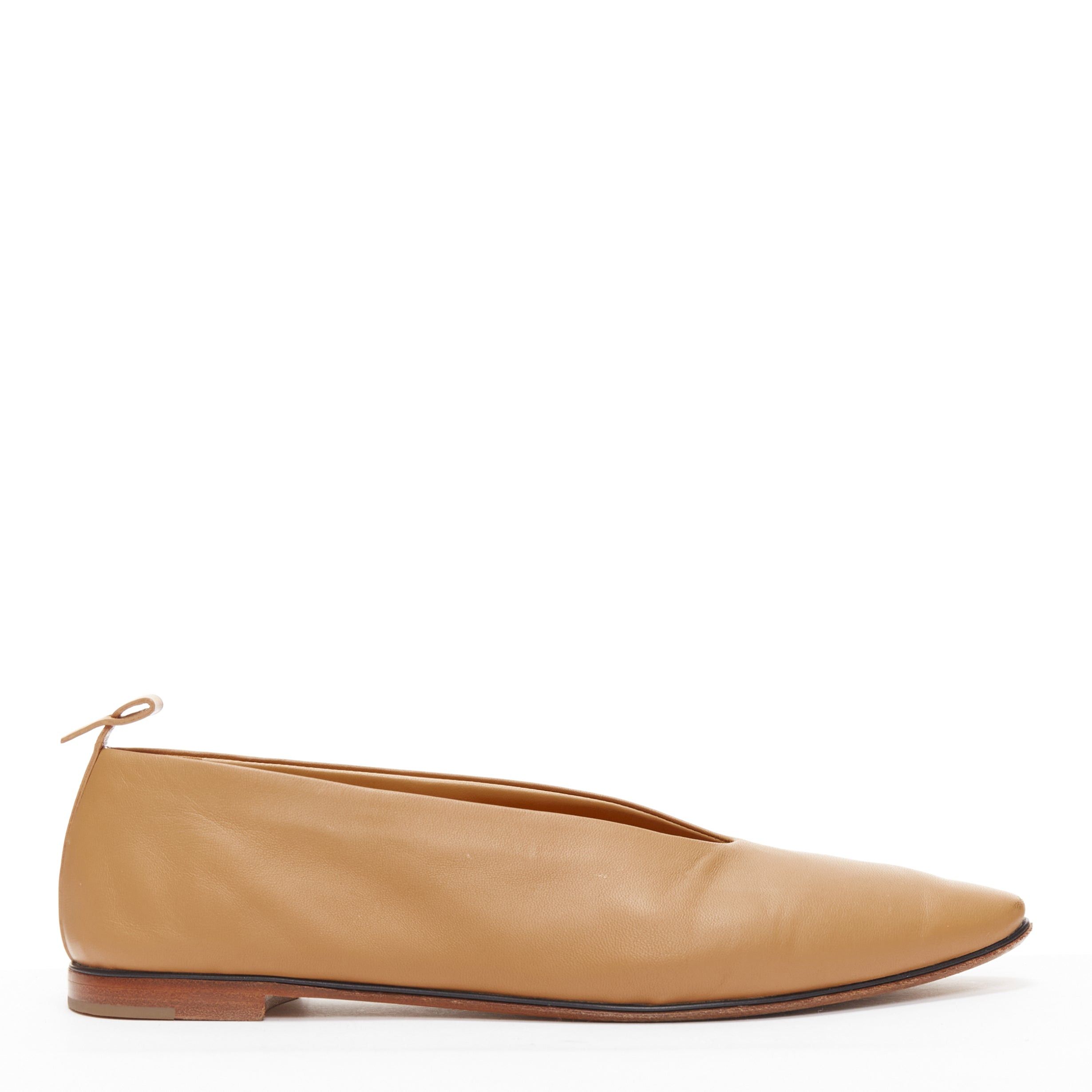 image of Bottega Veneta Brown Leather Low Vamp Pointed Ballet Flats Eu38, Women's