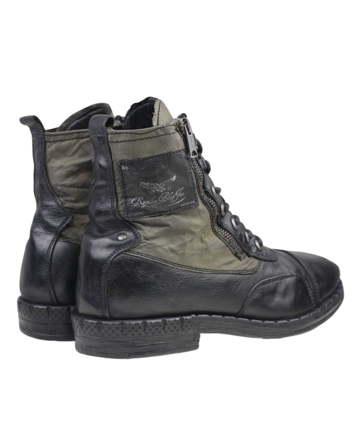 If Six Was Nine 2000S REPLAY WAXED SHADOWFIELD MILITARY ZIP BOOTS Size US 9 / EU 42 - 3 Thumbnail