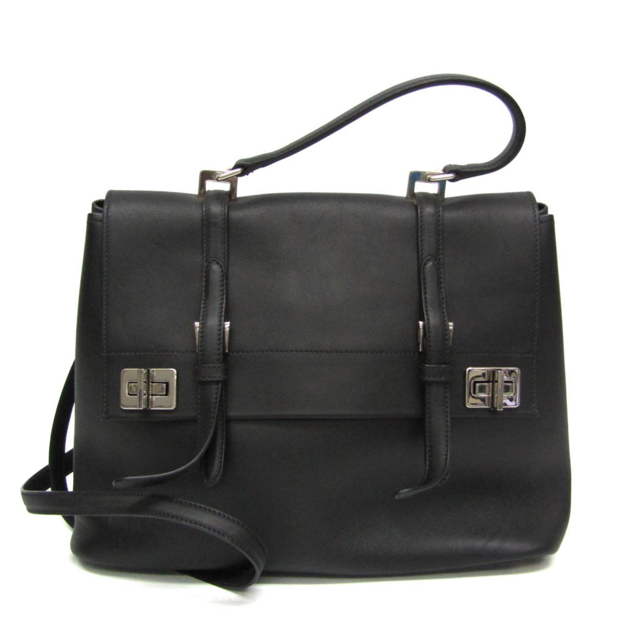 Prada Women's Leather Handbag,Shoulder Bag Black
