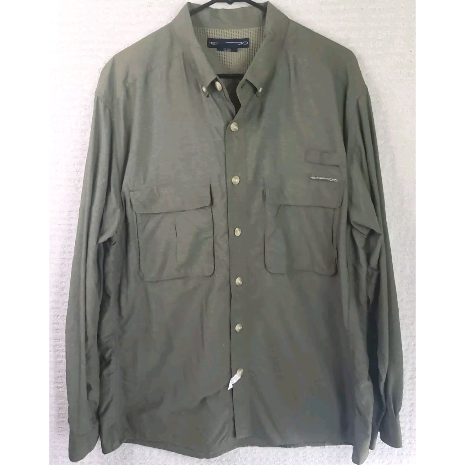 ExOfficio VINTAGE Exofficio Shirt Mens L Green Nylon Polyester Button-Up Long Sleeve Size US L / EU 52-54 / 3 - 2 Thumbnail