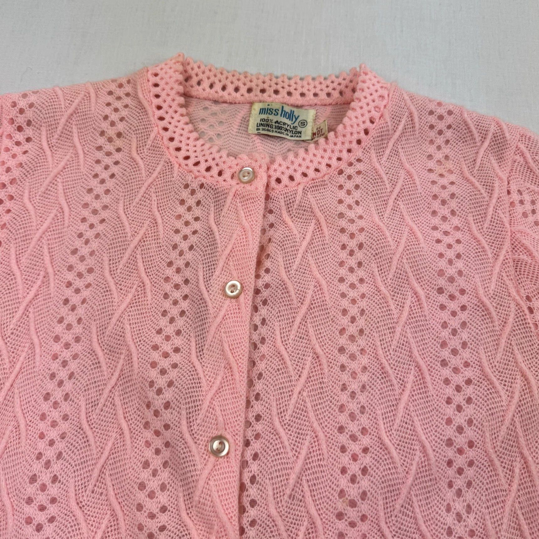 Vintage VINTAGE Miss Holly Cardigan Shirt 1960s Pink Small L Lace 60s Decade Cottage Core Womens Size L / US 10 / IT 46 - 2 Thumbnail