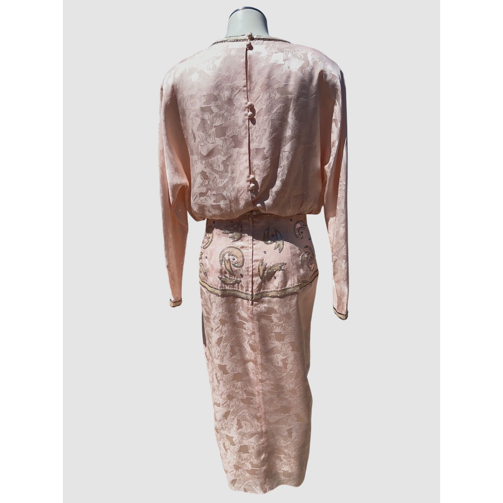 Other All Silk Vintage Dress by Spencer Jeremy 8 Pink Sequin Beade Size M / US 6-8 / IT 42-44 - 6 Thumbnail
