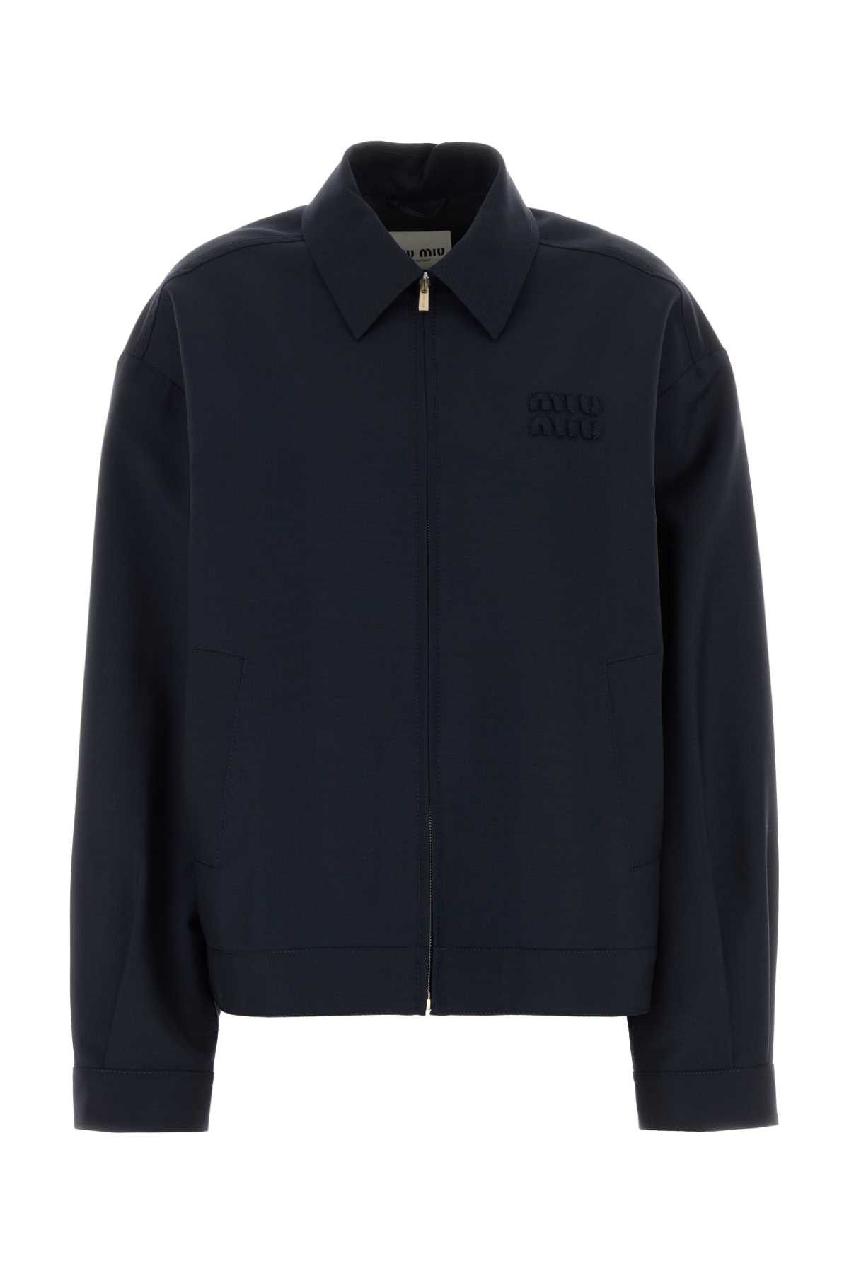 Miu Miu Navy Blue Mohair Blend Jacket Size M / US 6-8 / IT 42-44 - 1 Thumbnail